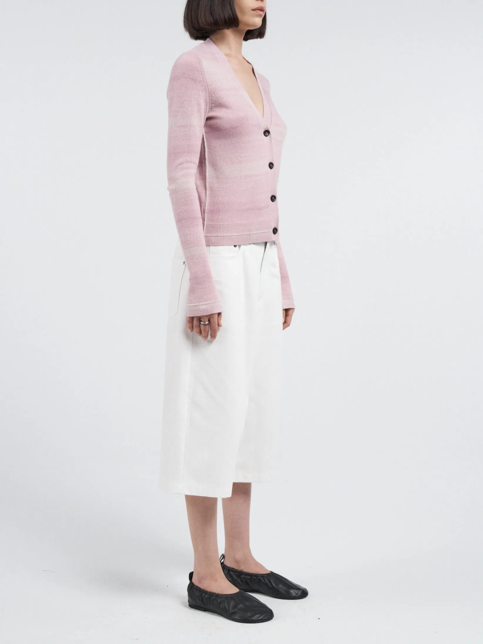 Featherweight Slim Cardigan in Space Dye Pink sold by MARIA McMANUS product image thumbnail 2