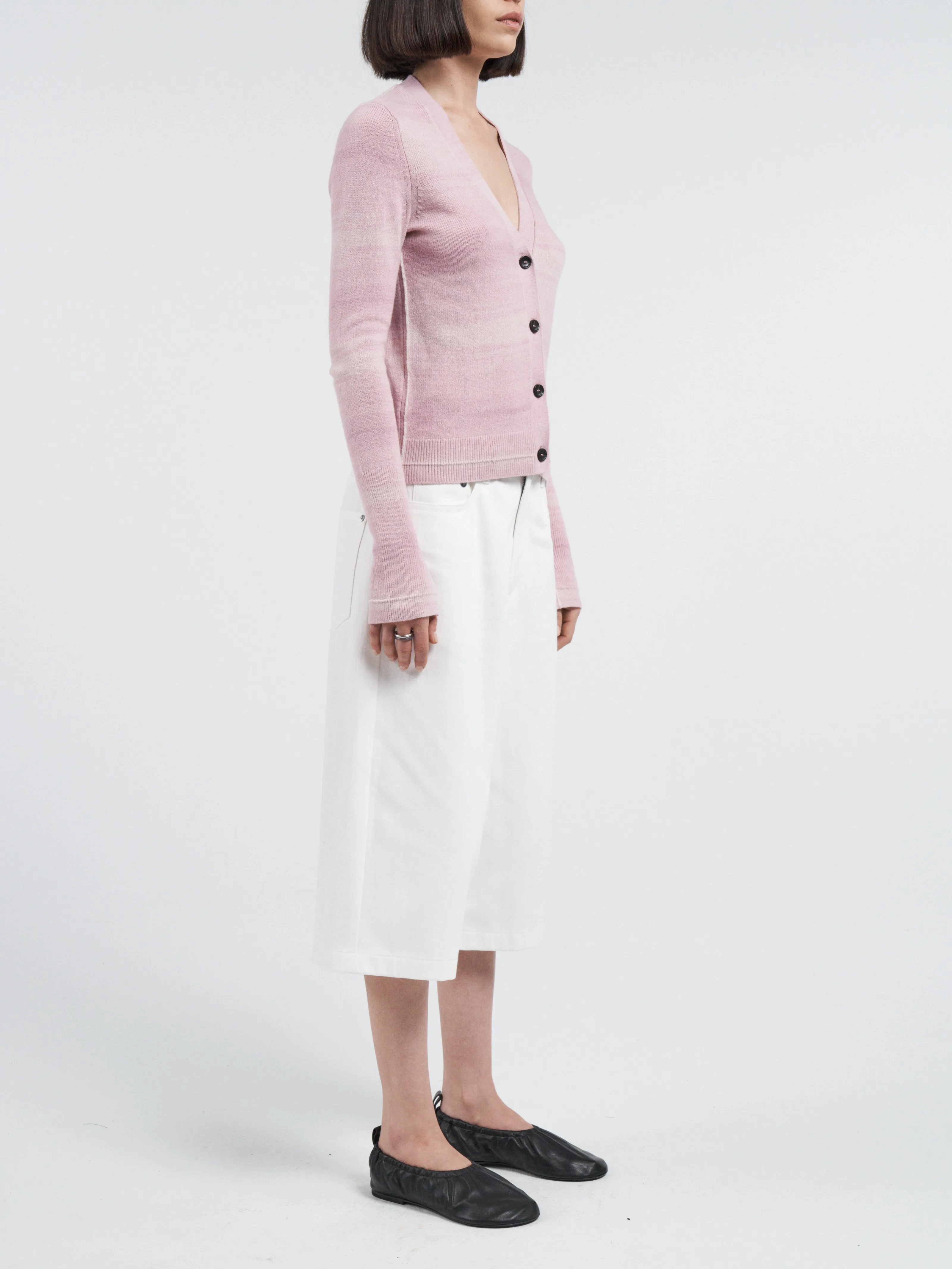 Featherweight Slim Cardigan in Space Dye Pink sold by MARIA McMANUS product image thumbnail 5