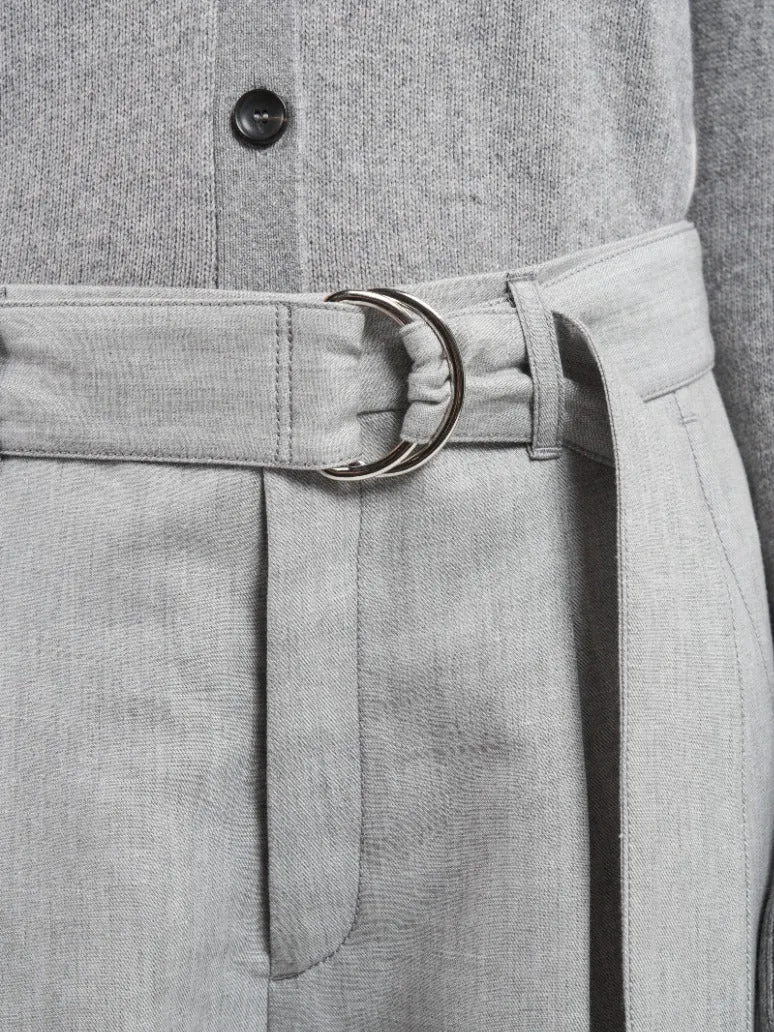 Belted Wide Leg Crop in Grey Chambray sold by MARIA McMANUS product image thumbnail 4