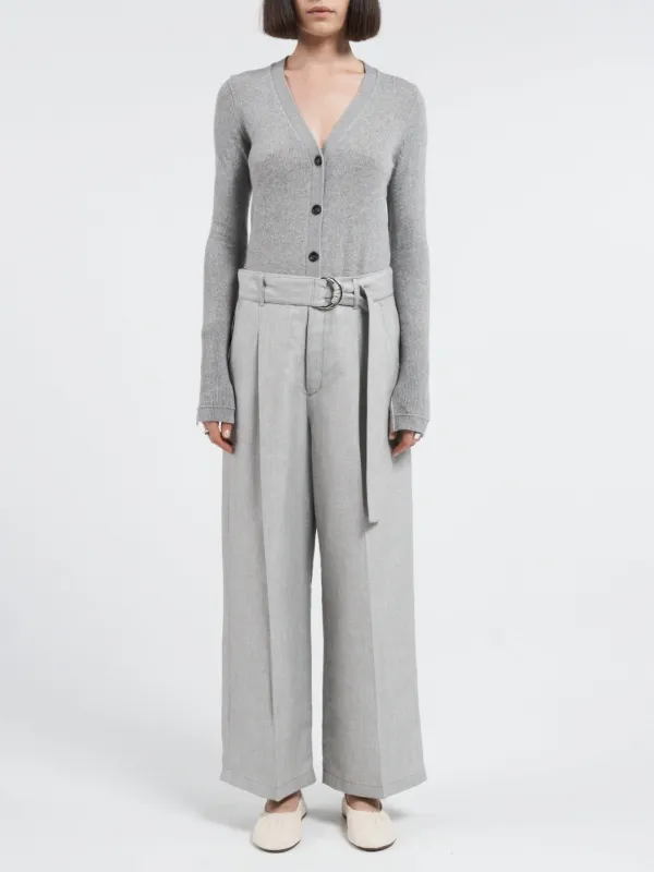 Belted Wide Leg Crop in Grey Chambray sold by MARIA McMANUS