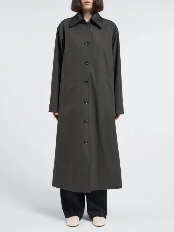 A-Line Swing Coat in Dark Loden Green sold by MARIA McMANUS