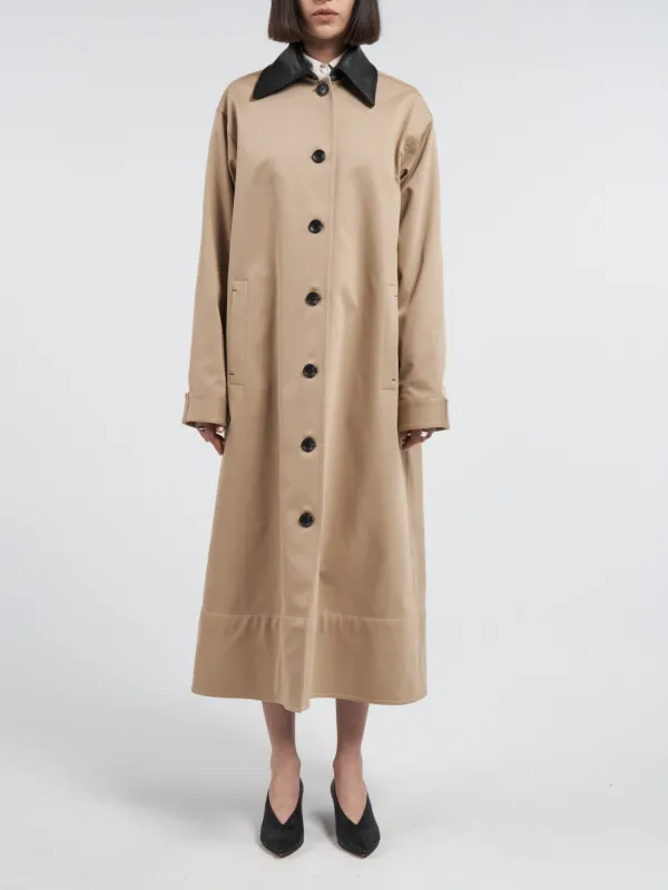 A-Line Swing Coat in Khaki sold by MARIA McMANUS
