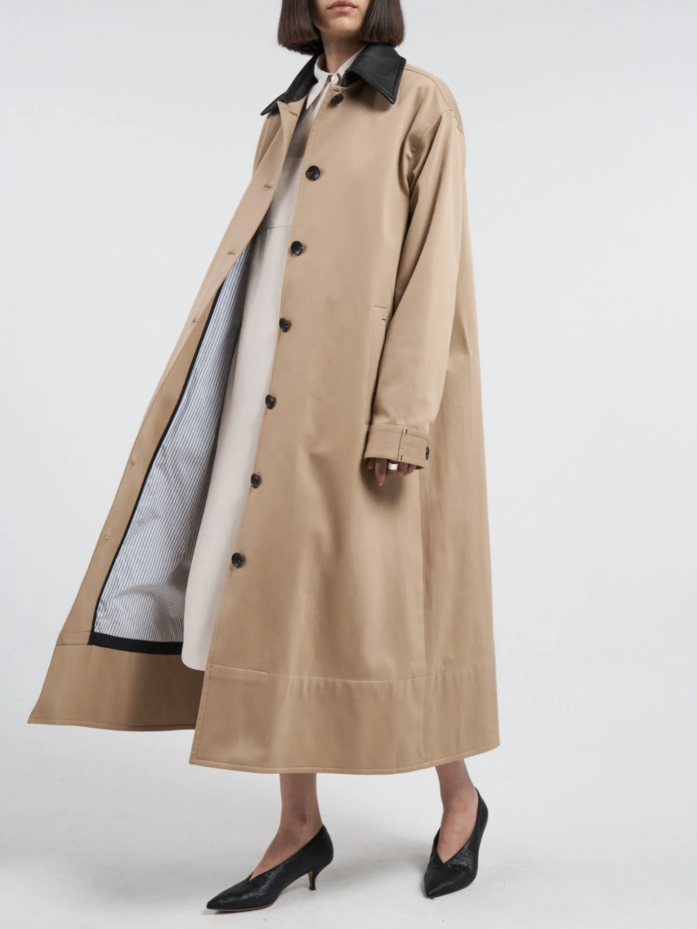 A-Line Swing Coat in Khaki sold by MARIA McMANUS product image thumbnail 4