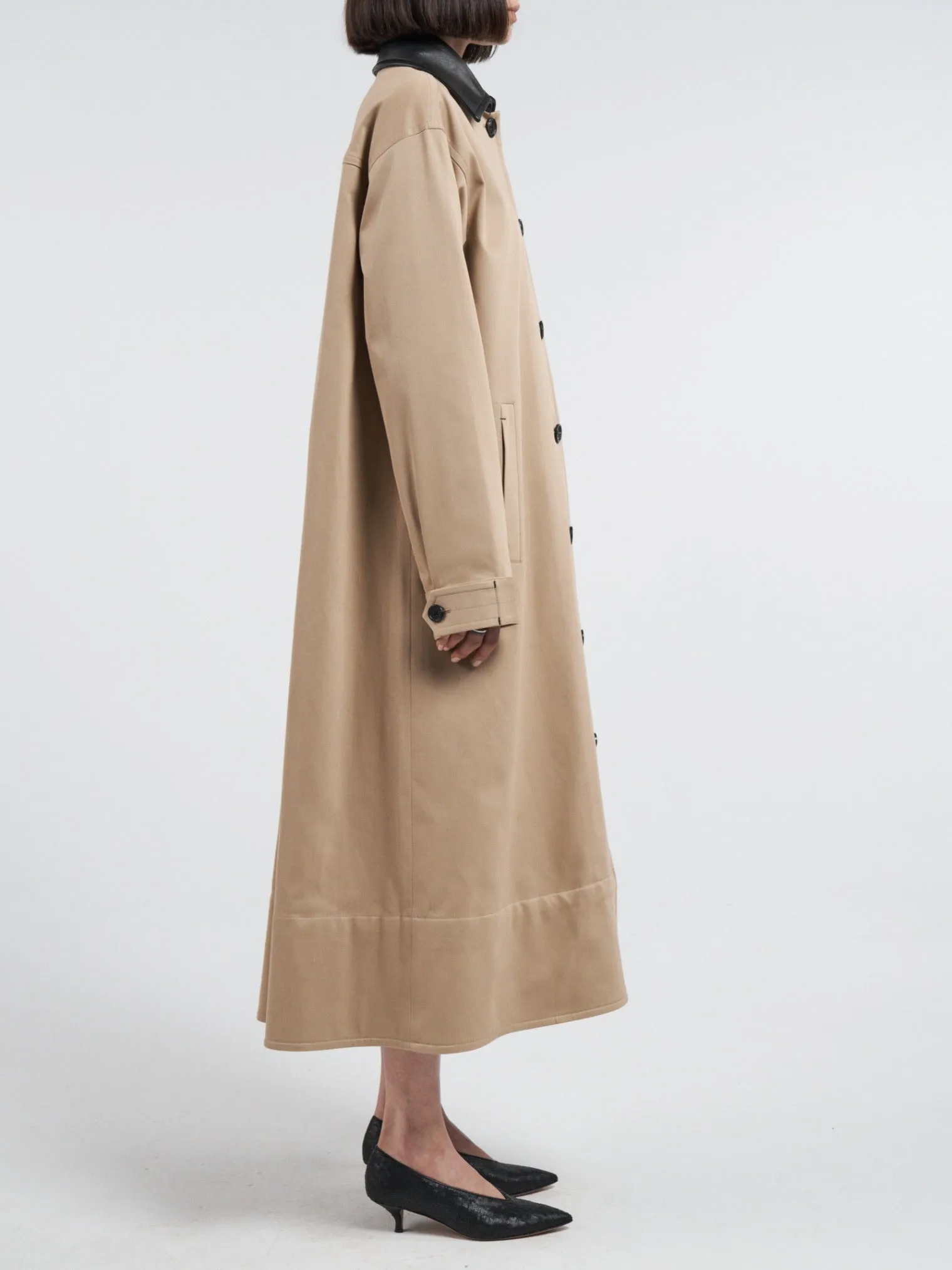 A-Line Swing Coat in Khaki sold by MARIA McMANUS product image thumbnail 2