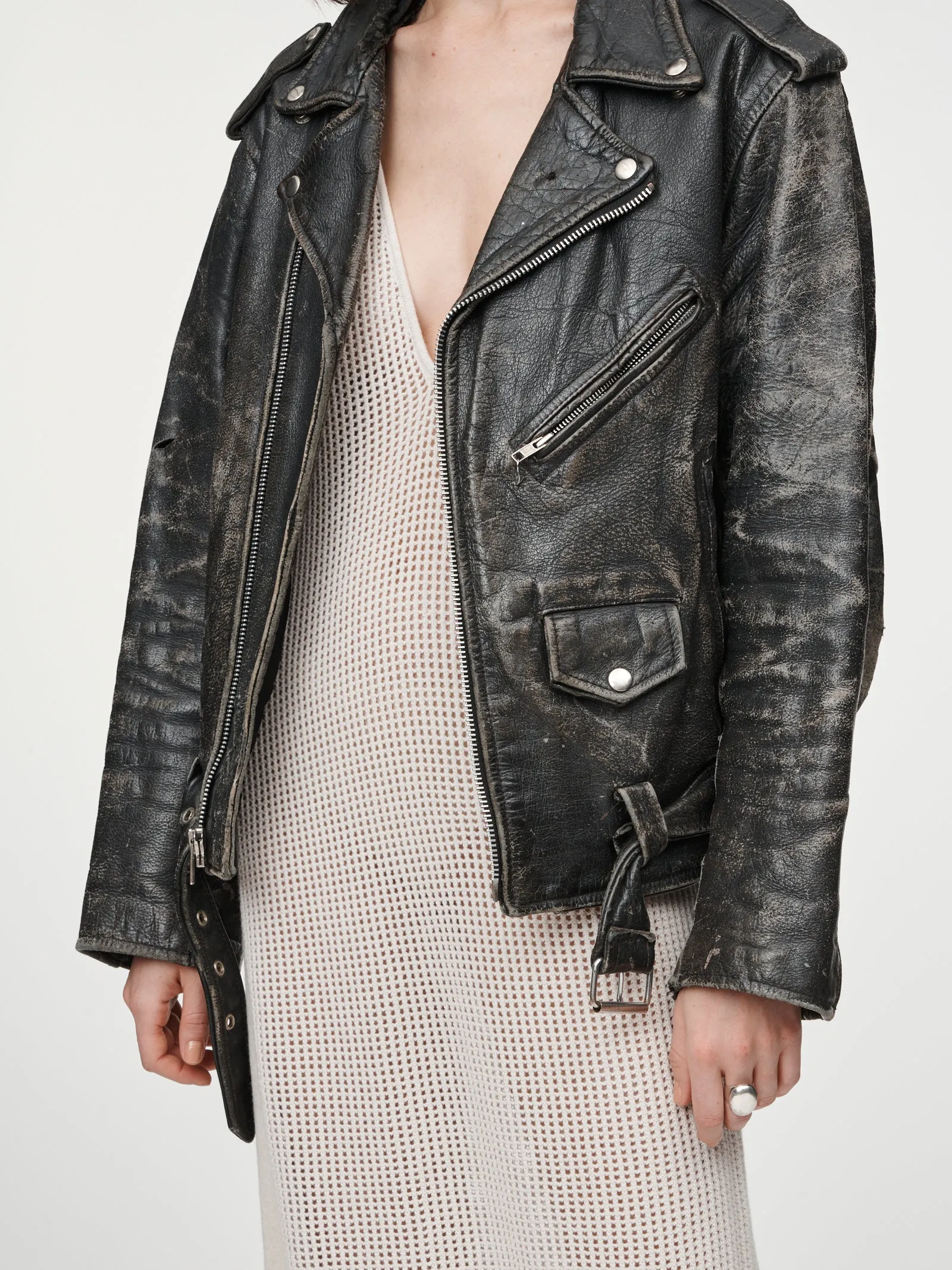 Vintage Leather Motorcycle Jacket in Black sold by MARIA McMANUS product image thumbnail 5