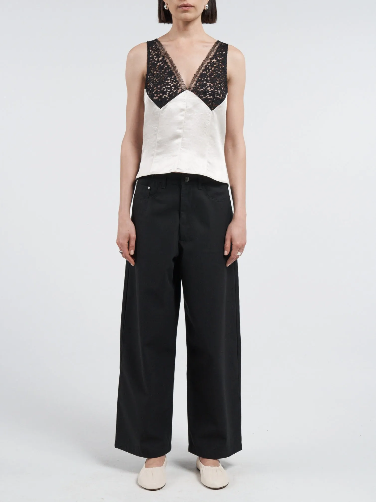 V-Neck Lace Detail Top in Ivory sold by MARIA McMANUS product image thumbnail 2