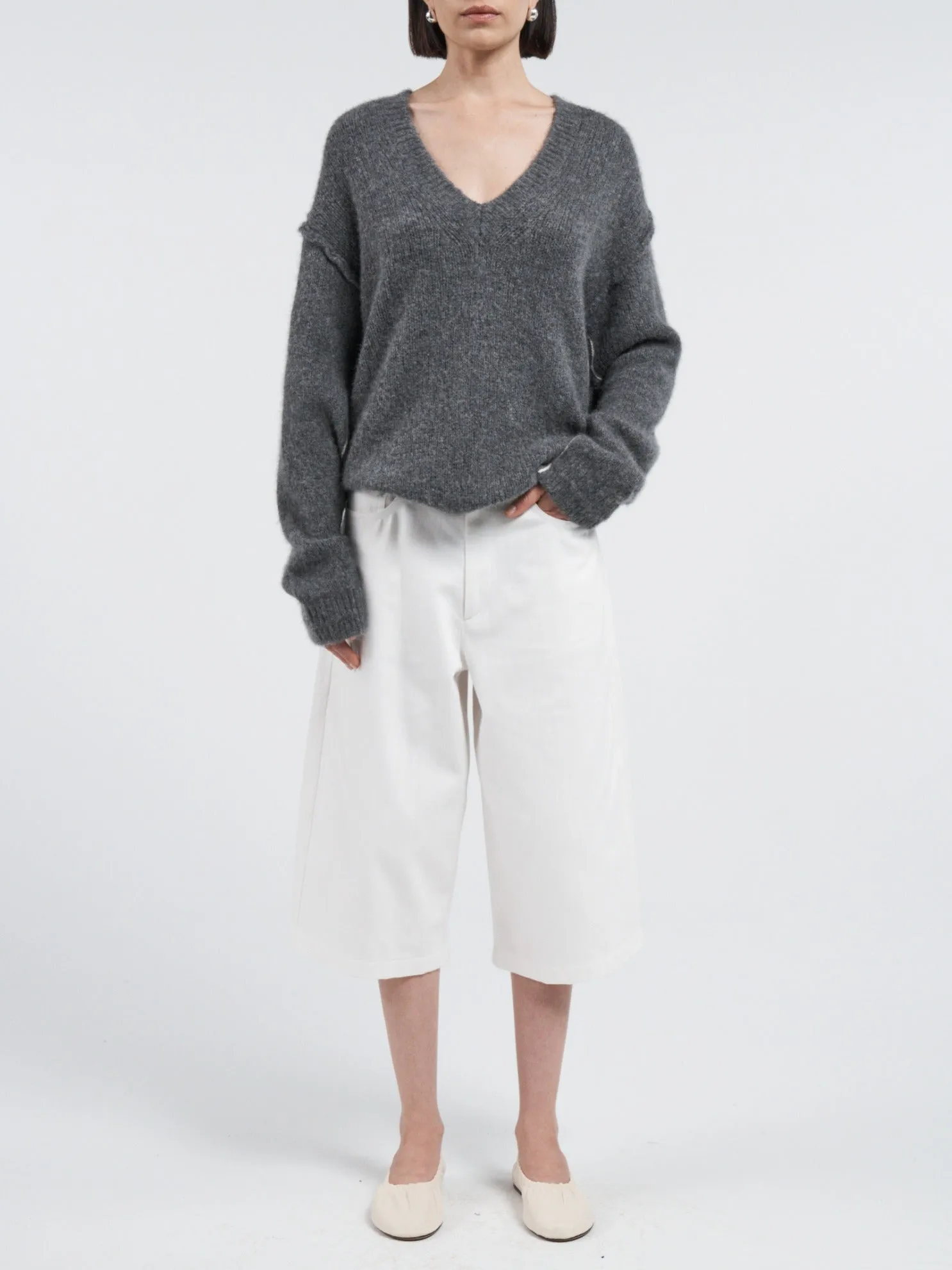 Air Spun Cape V-Neck in Steele Grey sold by MARIA McMANUS product image thumbnail 3