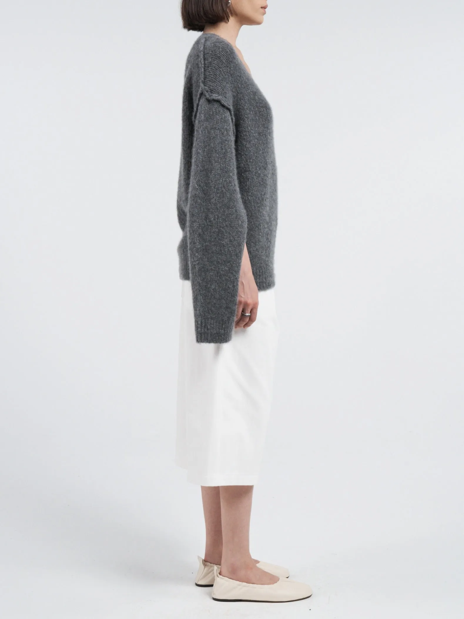 Air Spun Cape V-Neck in Steele Grey sold by MARIA McMANUS product image thumbnail 5