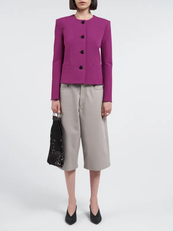 Four Button Shrunken Jacket in Magenta made by MARIA McMANUS