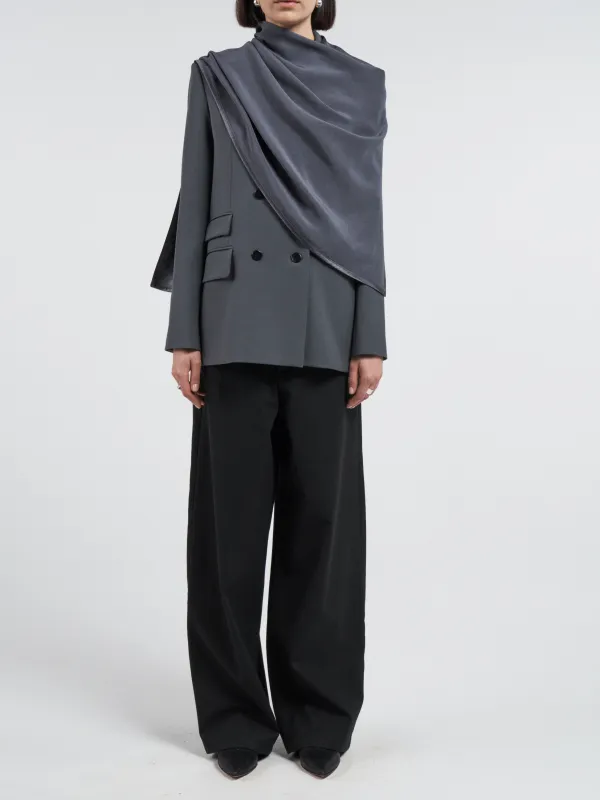 Billet Double Breasted Cloak Blazer in Steele Grey made by MARIA McMANUS