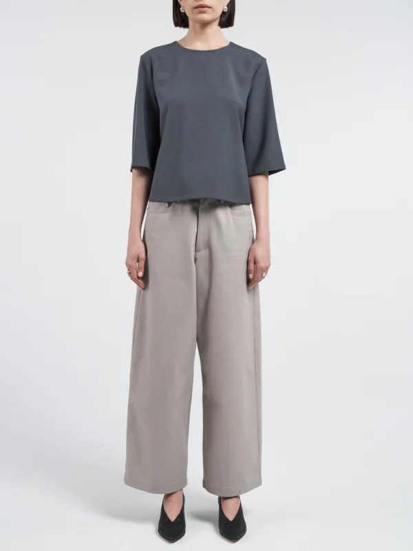 5 Pocket Wide Leg Jean in Grey sold by MARIA McMANUS