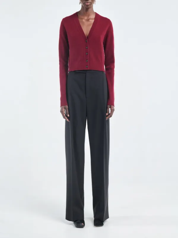 Shrunken V Cardigan in Ox Blood made by MARIA McMANUS