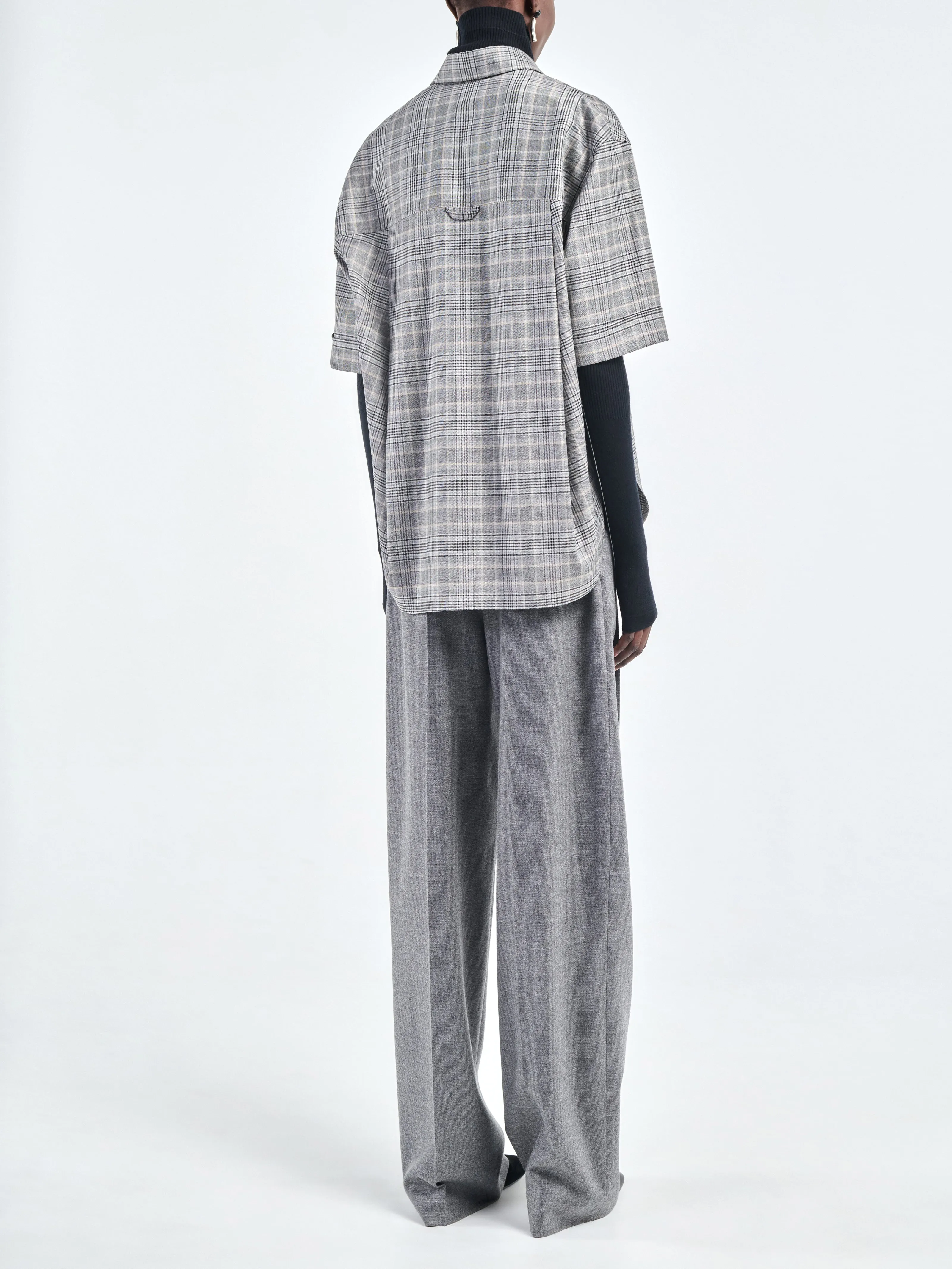 Short Sleeve Oversized Shirt in Grey Plaid sold by MARIA McMANUS product image thumbnail 5