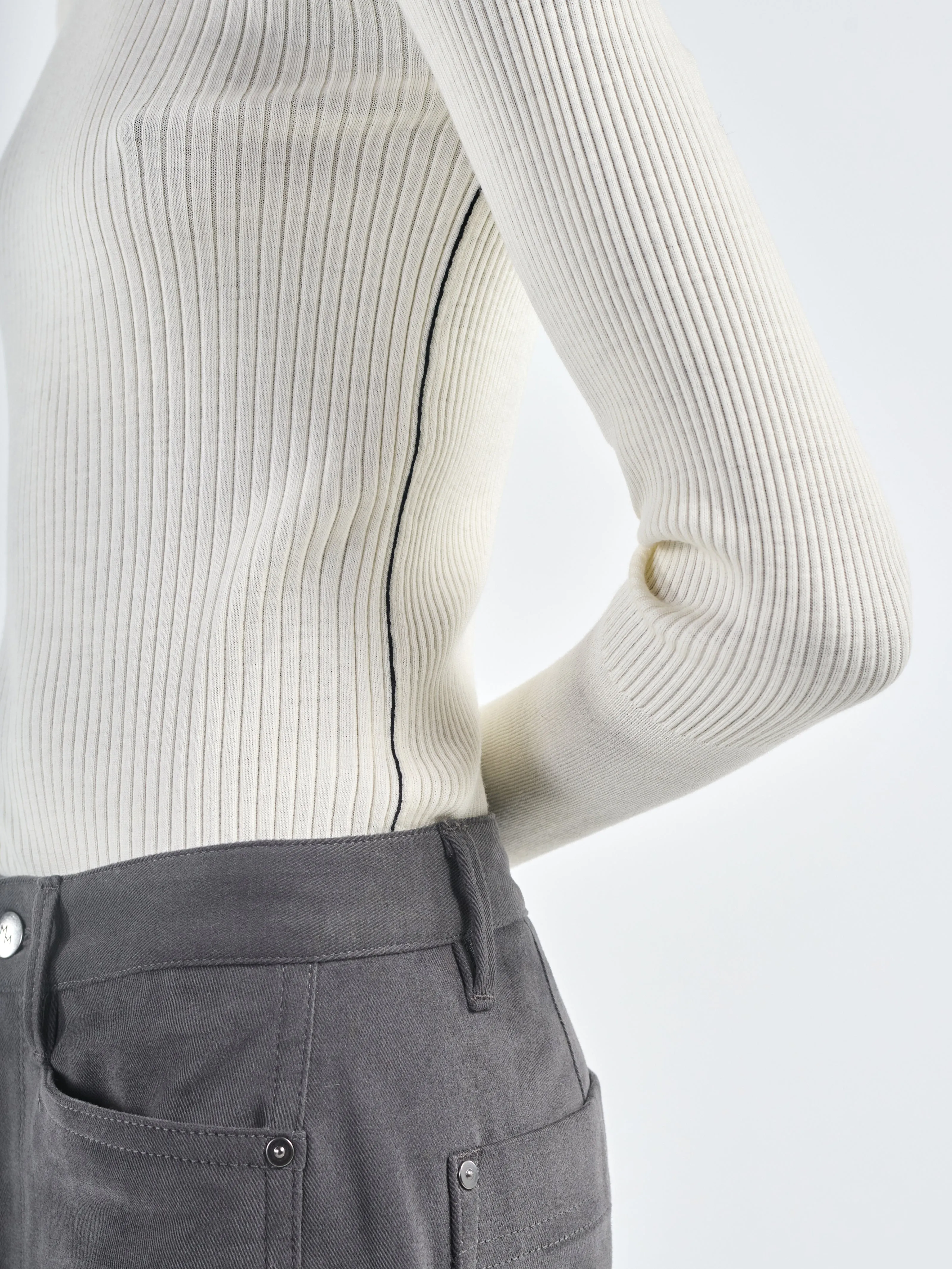 Ribbed Turtleneck in Ivory sold by MARIA McMANUS product image thumbnail 4