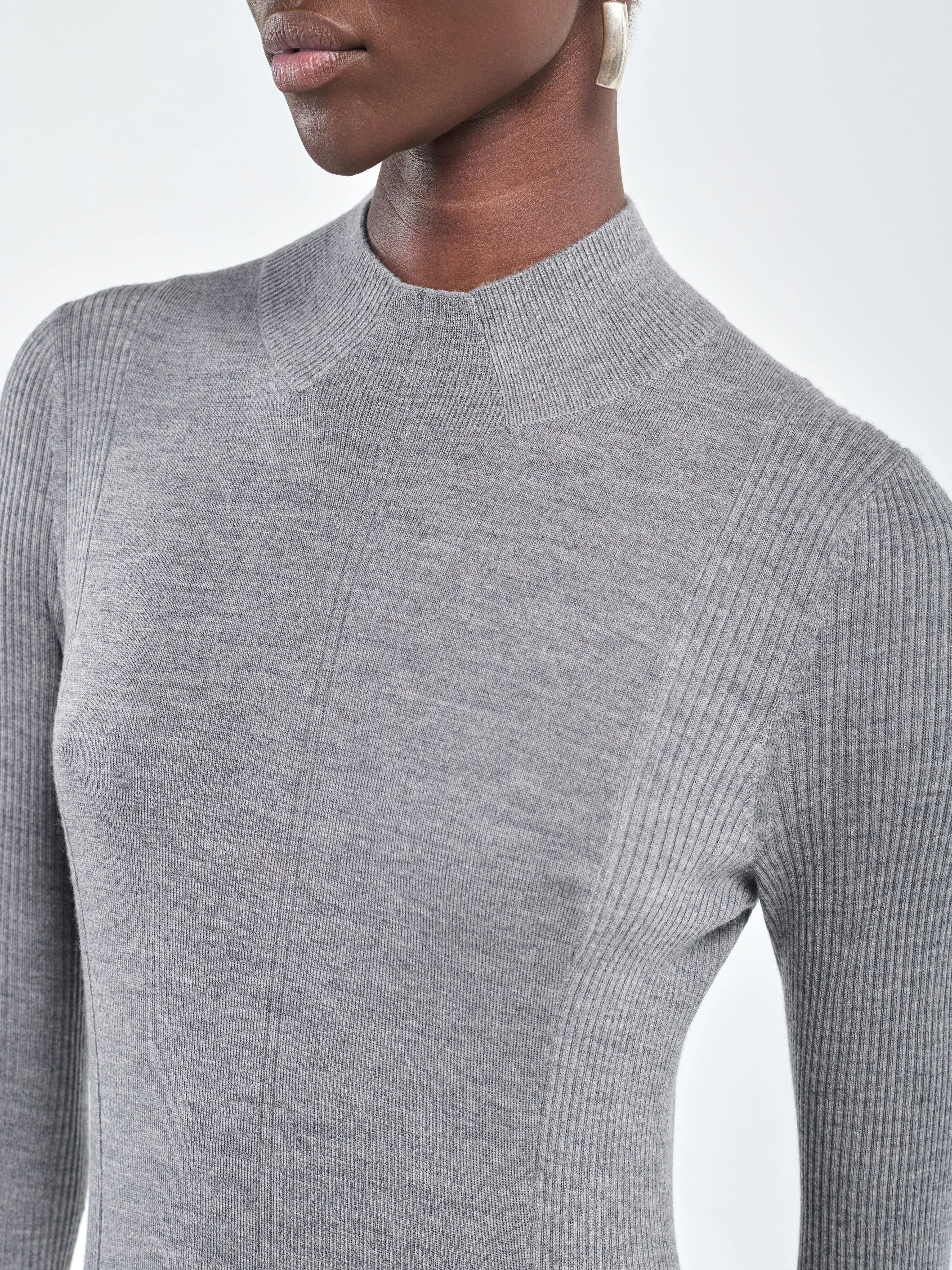 Rib Godet Dress in Heather Grey sold by MARIA McMANUS product image thumbnail 5