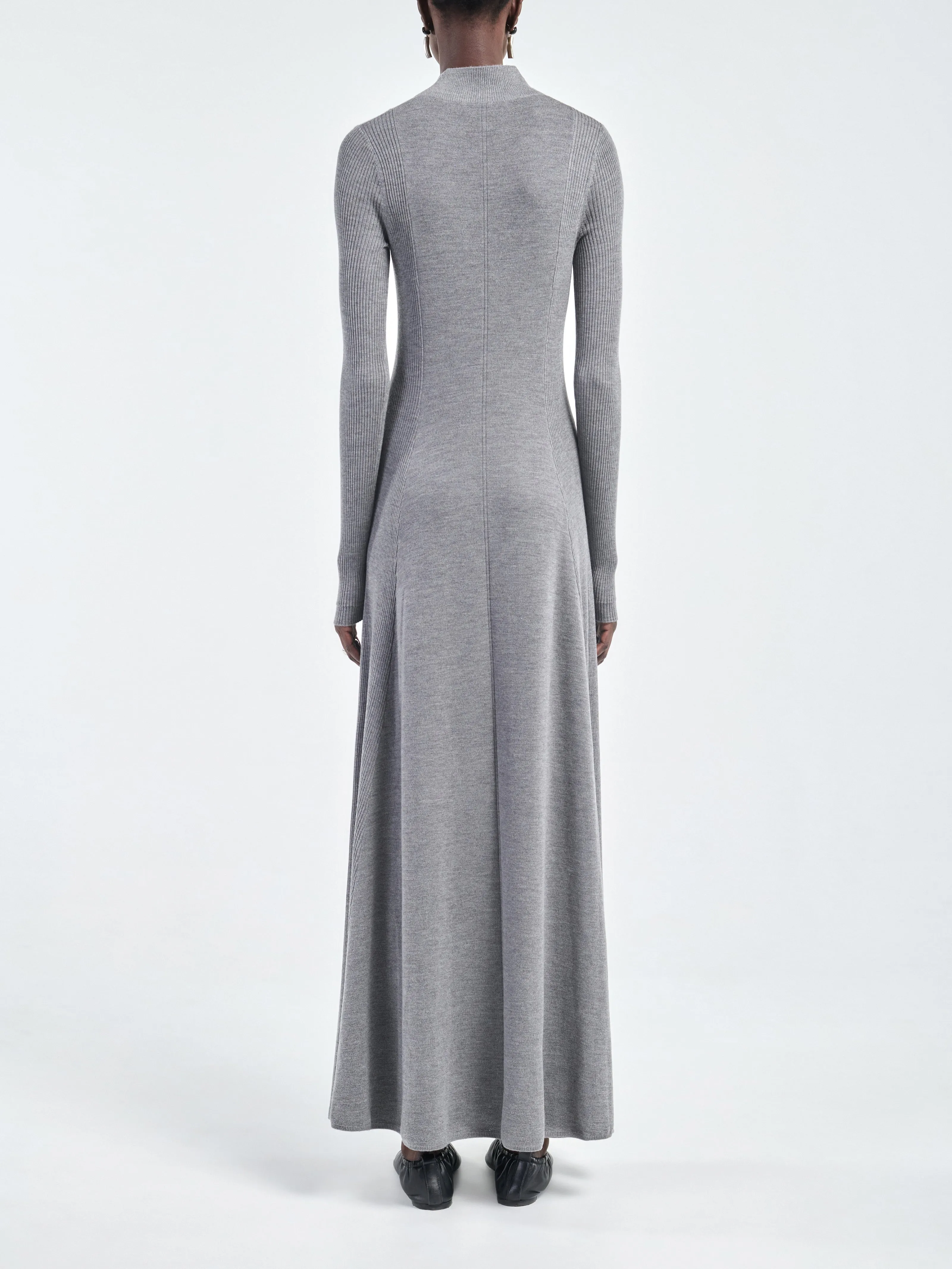 Rib Godet Dress in Heather Grey sold by MARIA McMANUS product image thumbnail 4