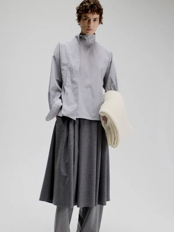 Pleat Front Full Skirt in Charcoal Tweed sold by MARIA McMANUS
