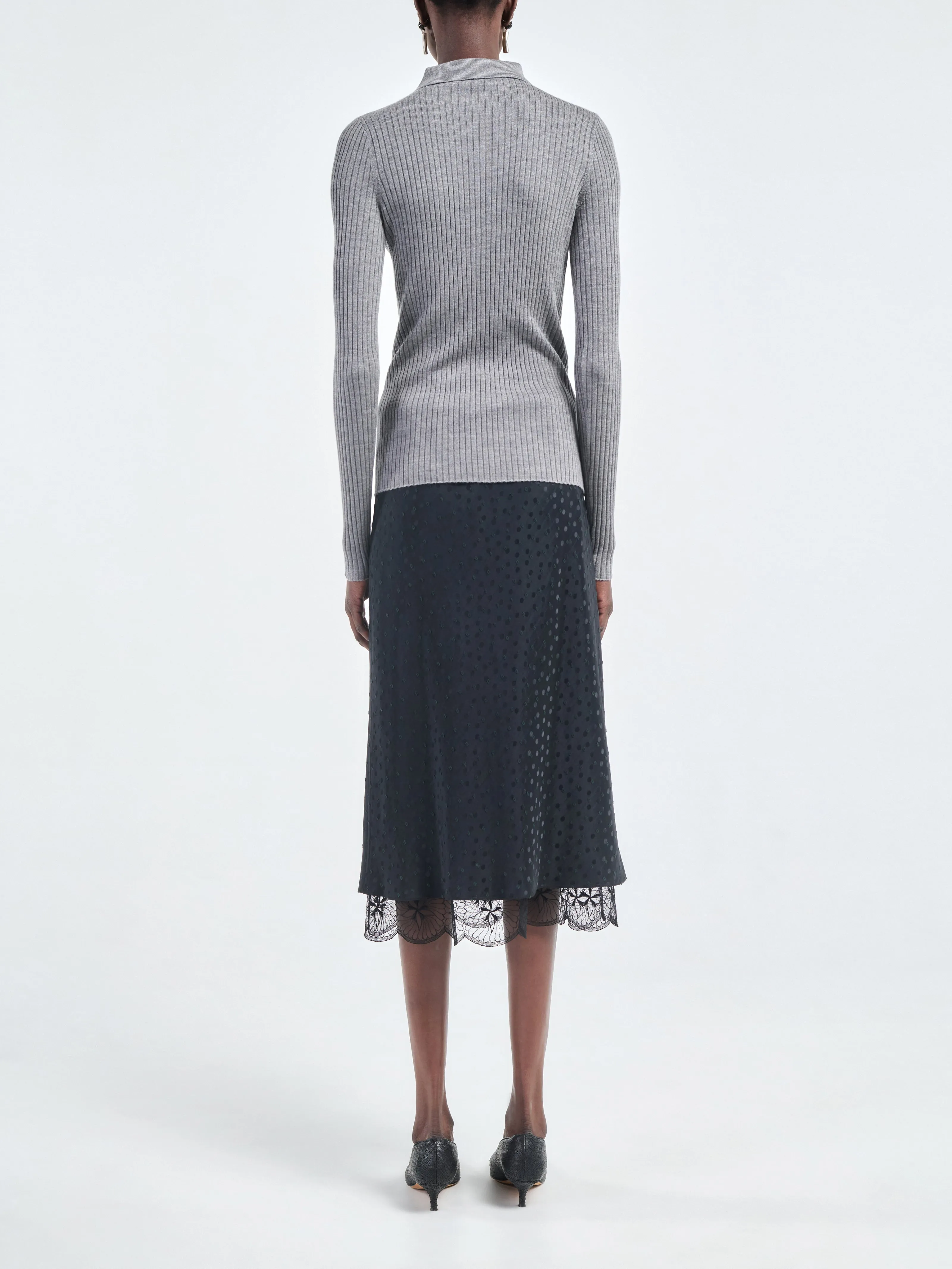 Lace Bias Skirt in Black Dot Jacquard sold by MARIA McMANUS product image thumbnail 5