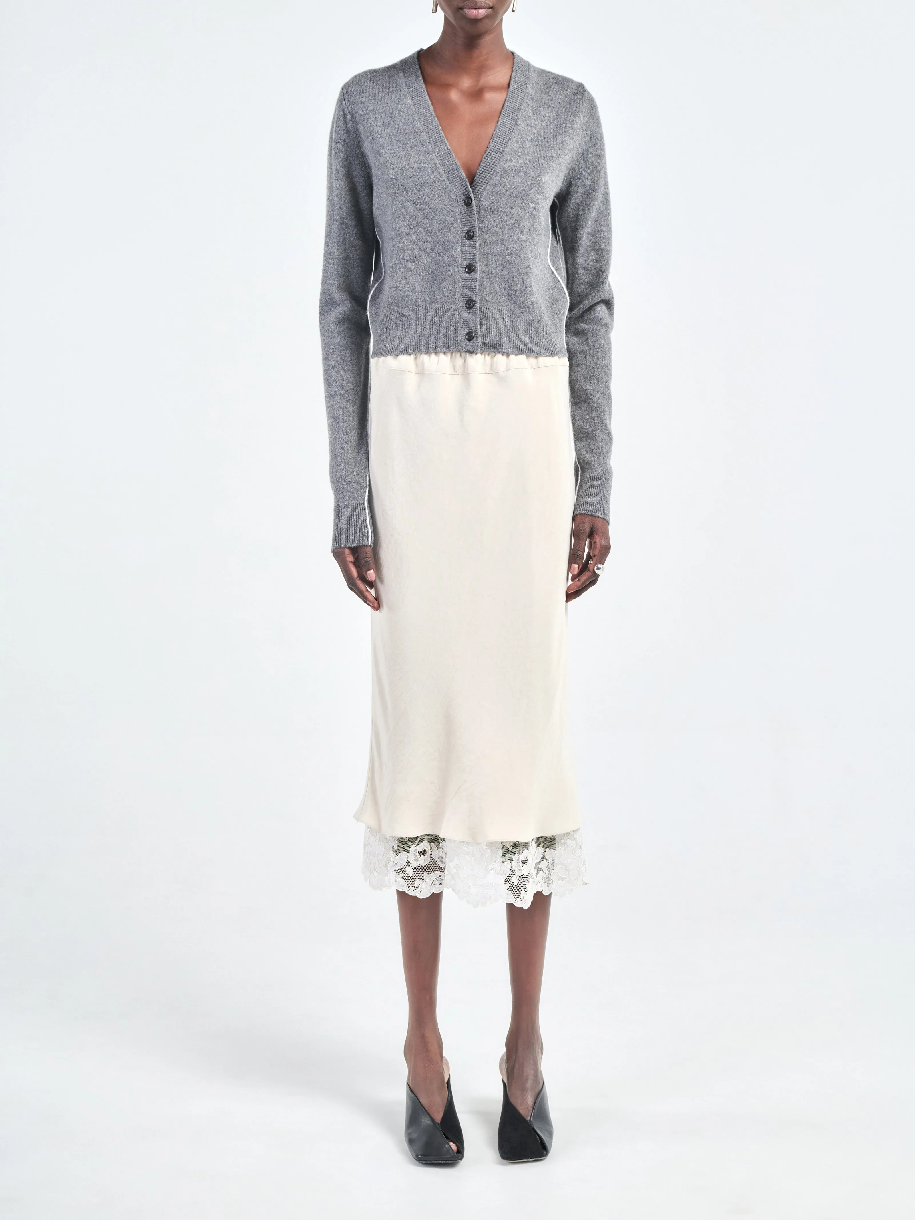 Lace Bias Skirt in Ivory sold by MARIA McMANUS