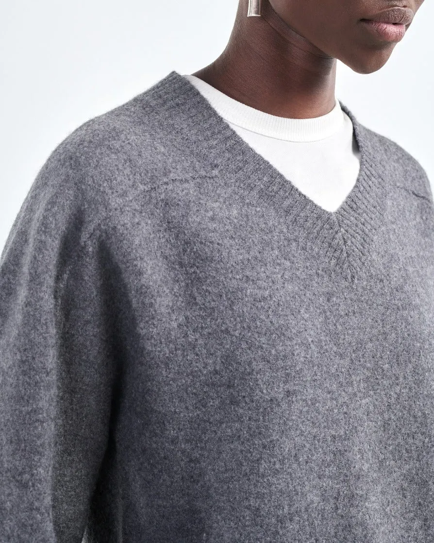 High V Neck Sweater in Charcoal sold by MARIA McMANUS product image thumbnail 4