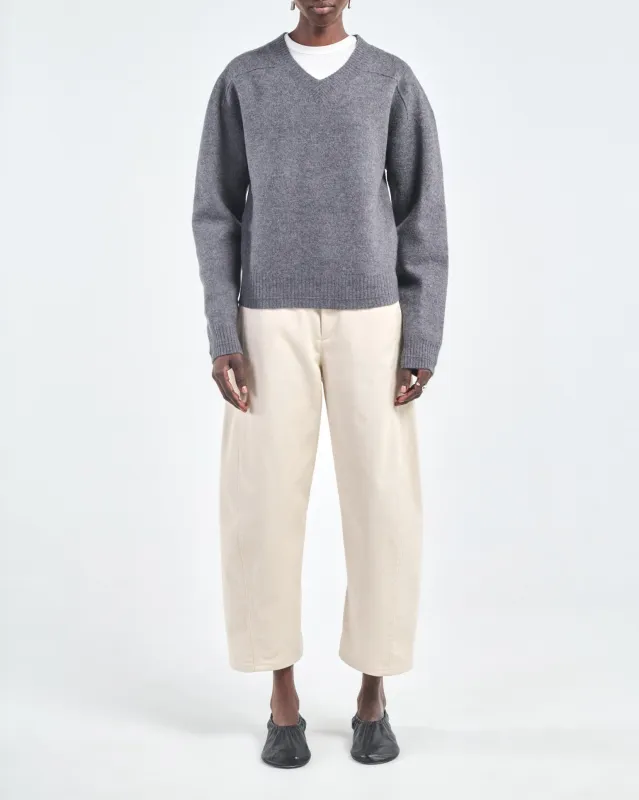 High V Neck Sweater in Charcoal sold by MARIA McMANUS