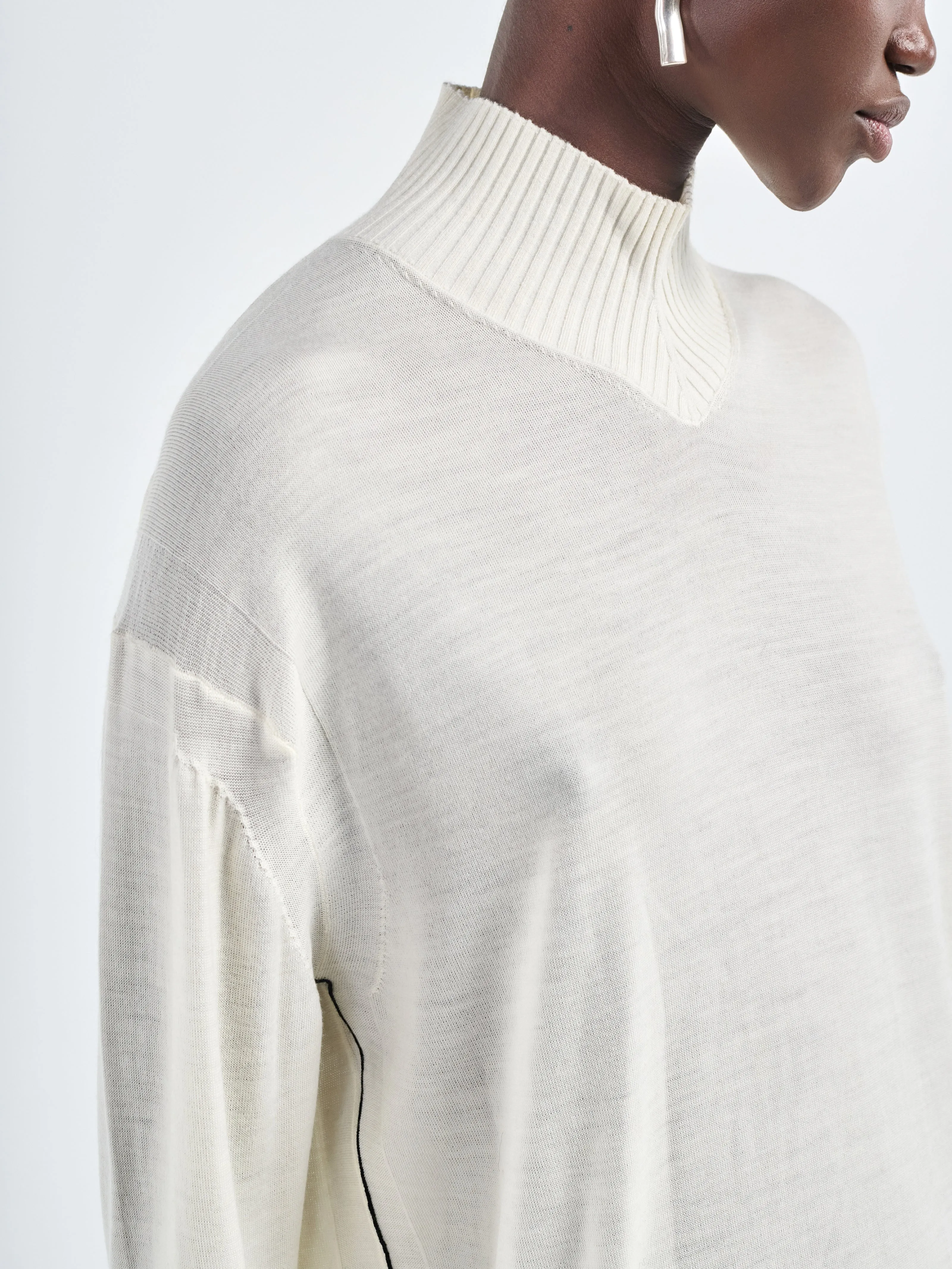 Fine Gauge Mock Neck in Ivory sold by MARIA McMANUS product image thumbnail 3