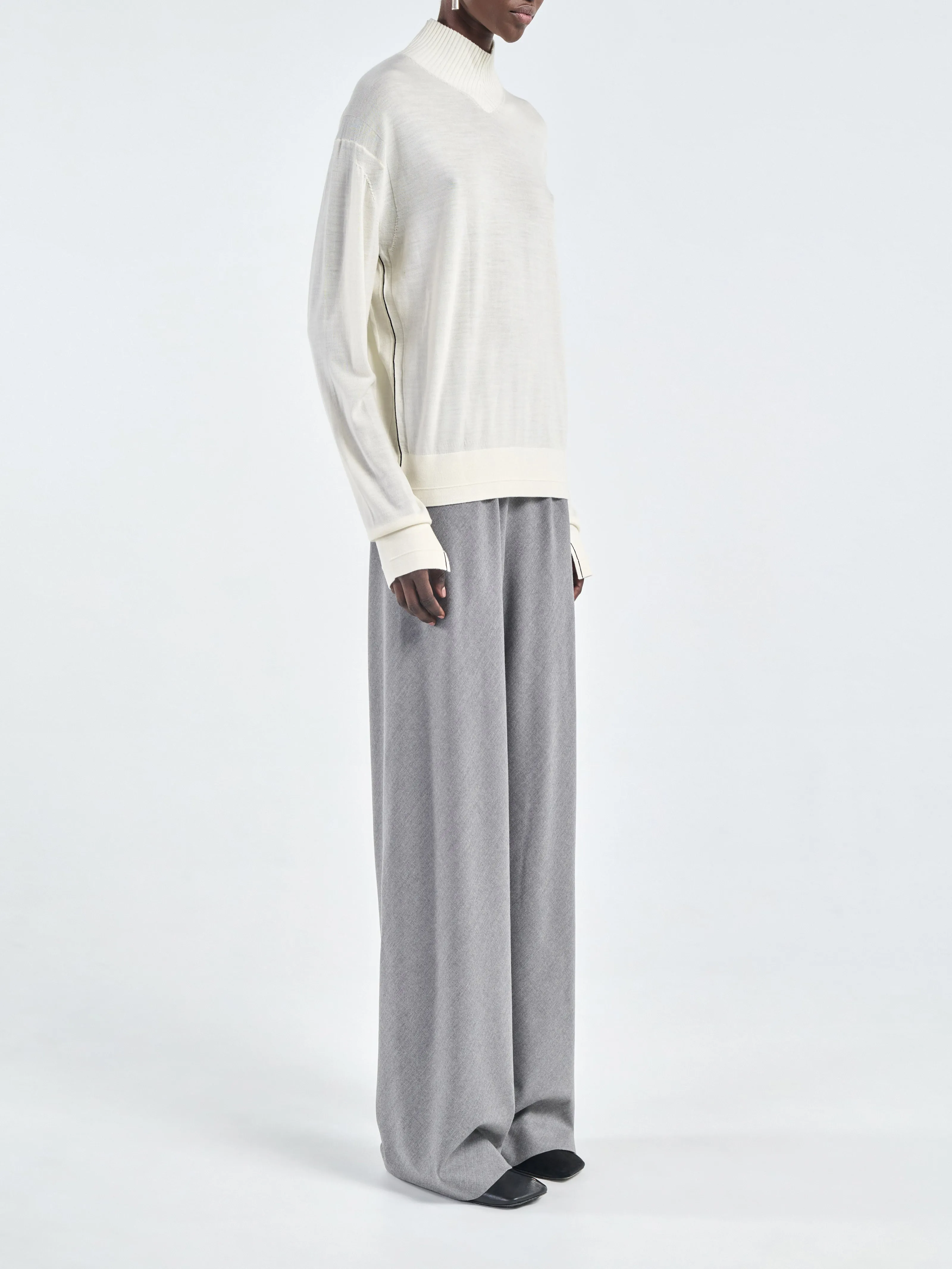 Fine Gauge Mock Neck in Ivory sold by MARIA McMANUS