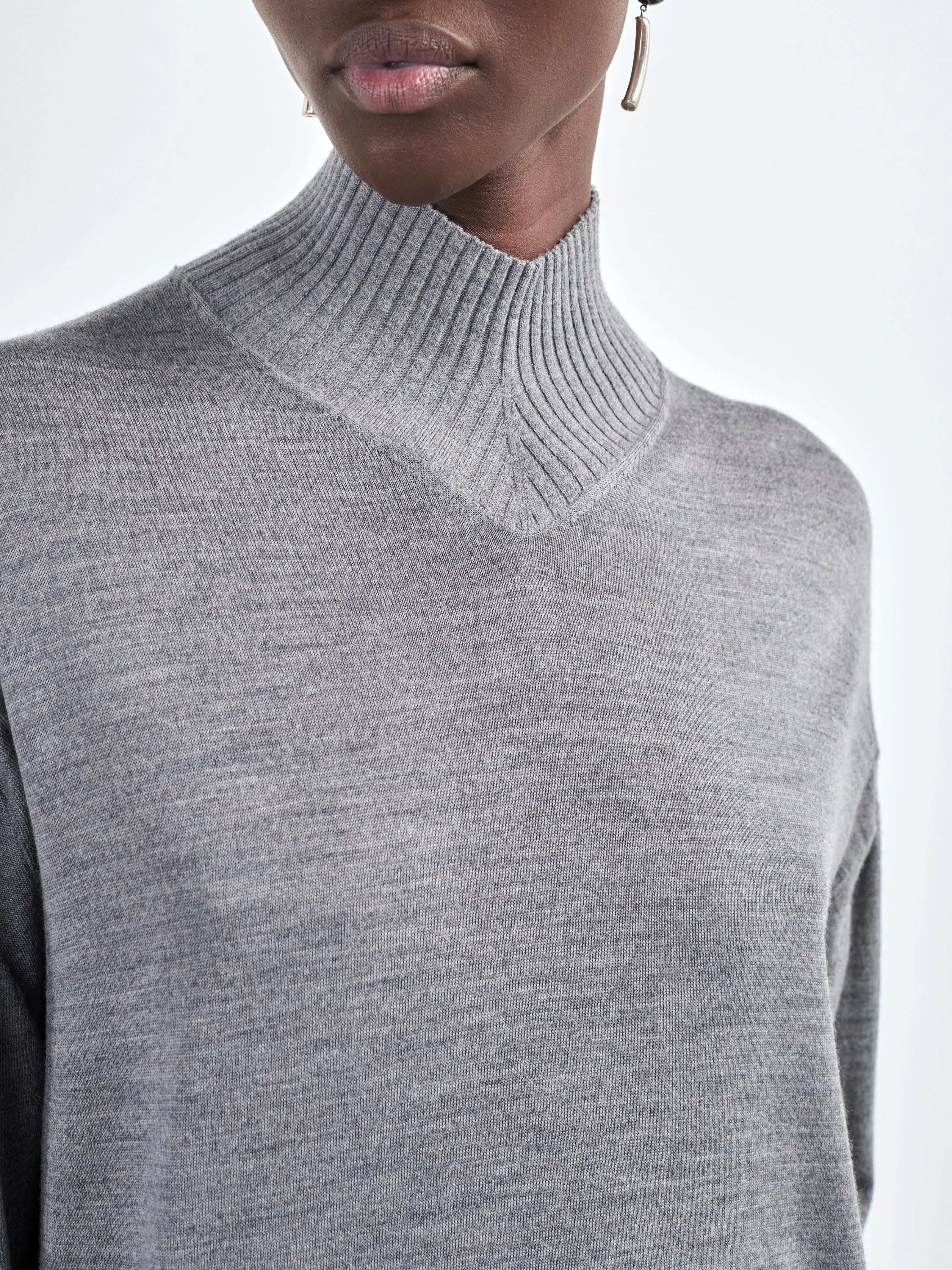 Fine Gauge Mock Neck in Heather Grey sold by MARIA McMANUS product image thumbnail 4
