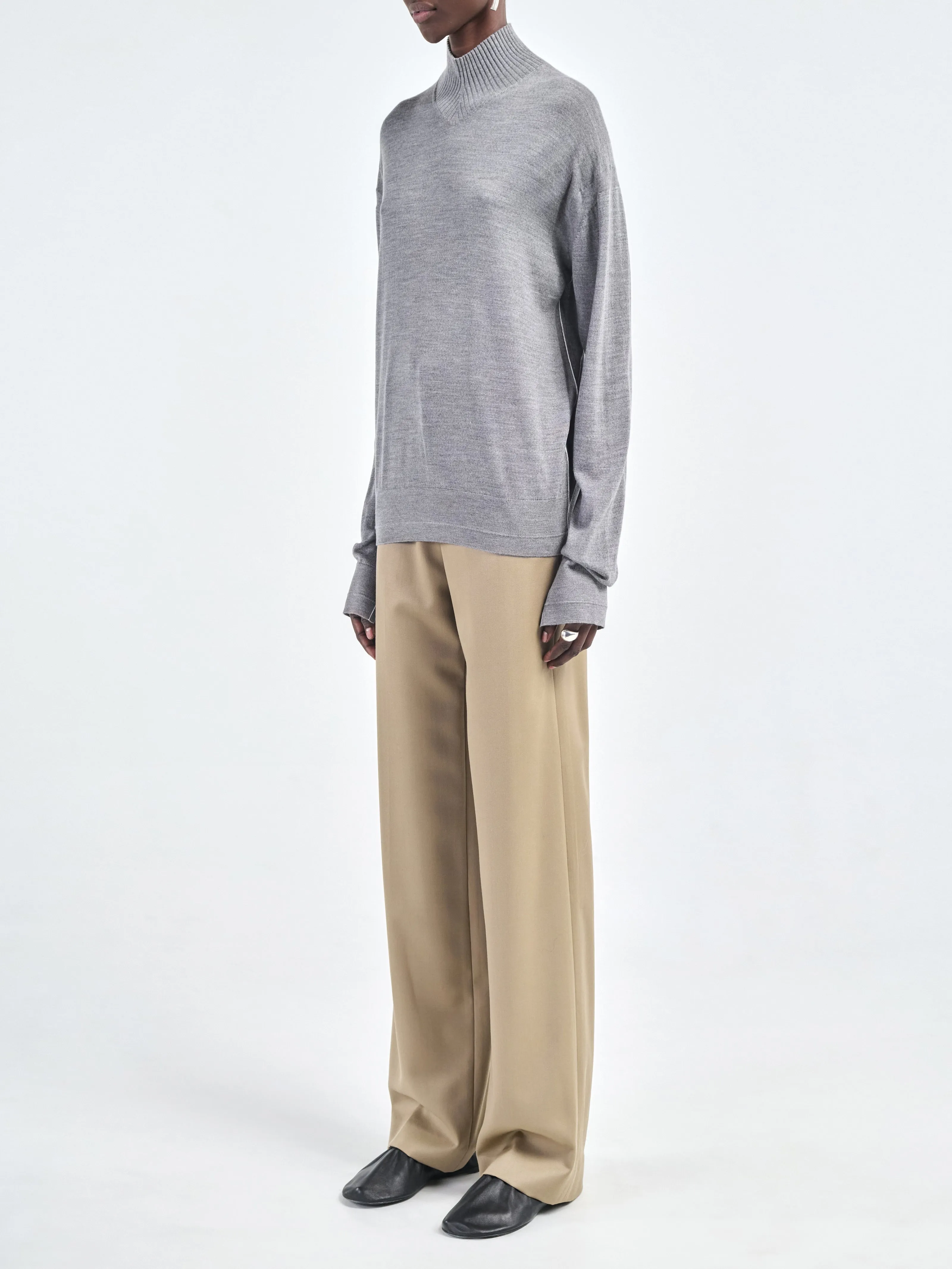 Fine Gauge Mock Neck in Heather Grey sold by MARIA McMANUS product image thumbnail 2