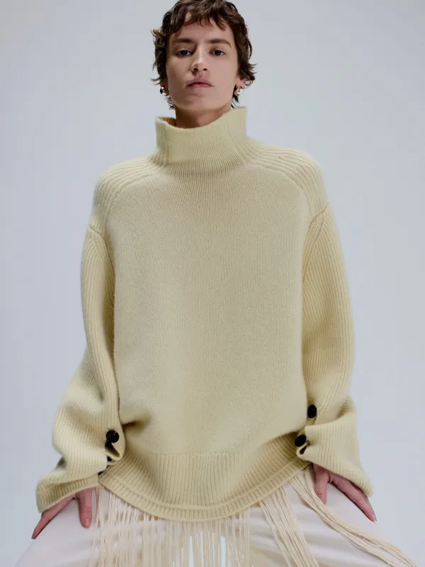 Button Mock Neck in Primrose sold by MARIA McMANUS