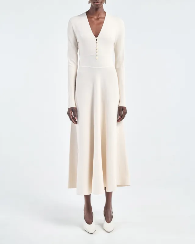 Button Front Dress in Ivory made by MARIA McMANUS