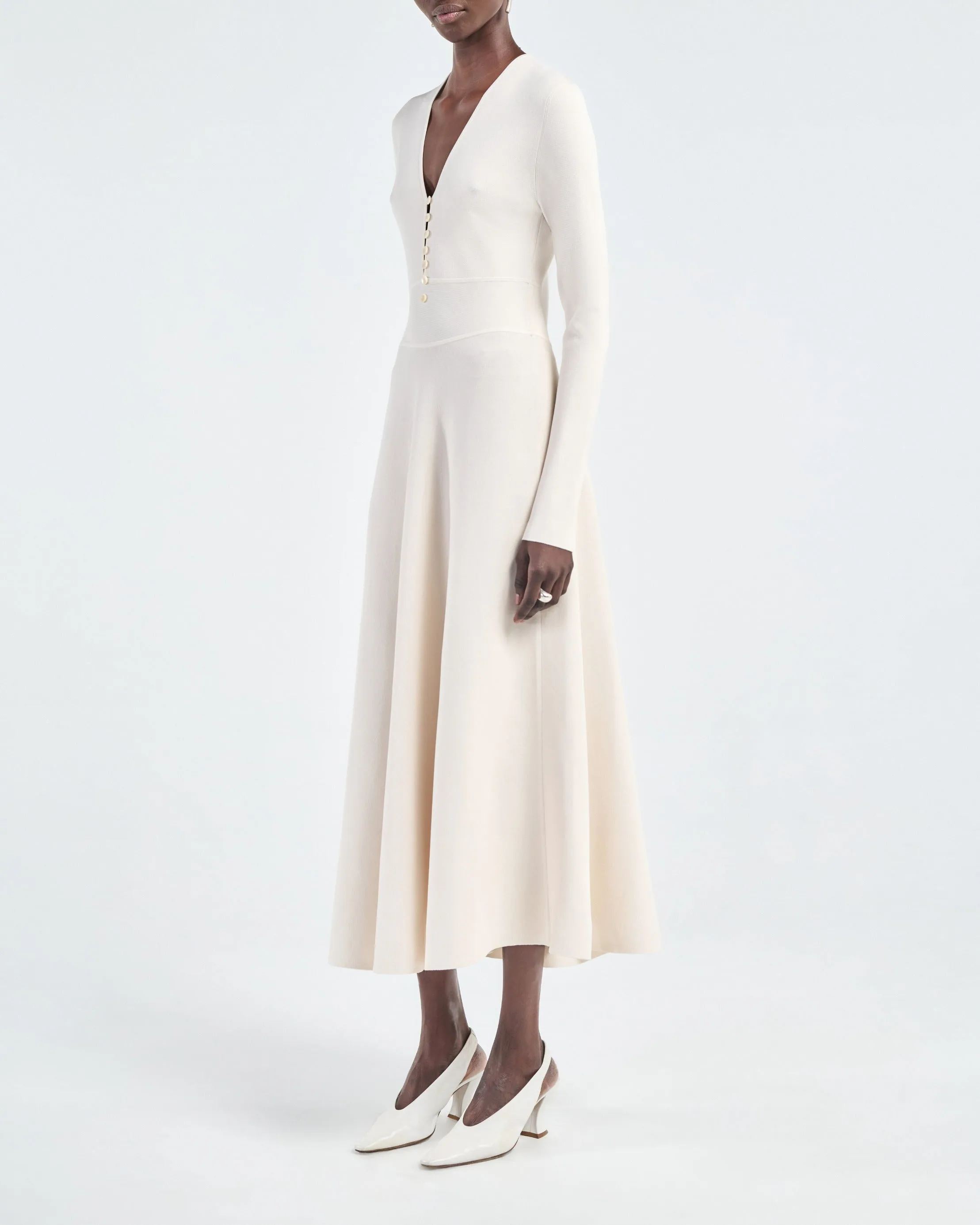Button Front Dress in Ivory sold by MARIA McMANUS product image thumbnail 2