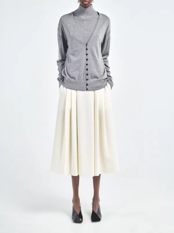 Button  V Cardigan  in Heather Grey made by MARIA McMANUS