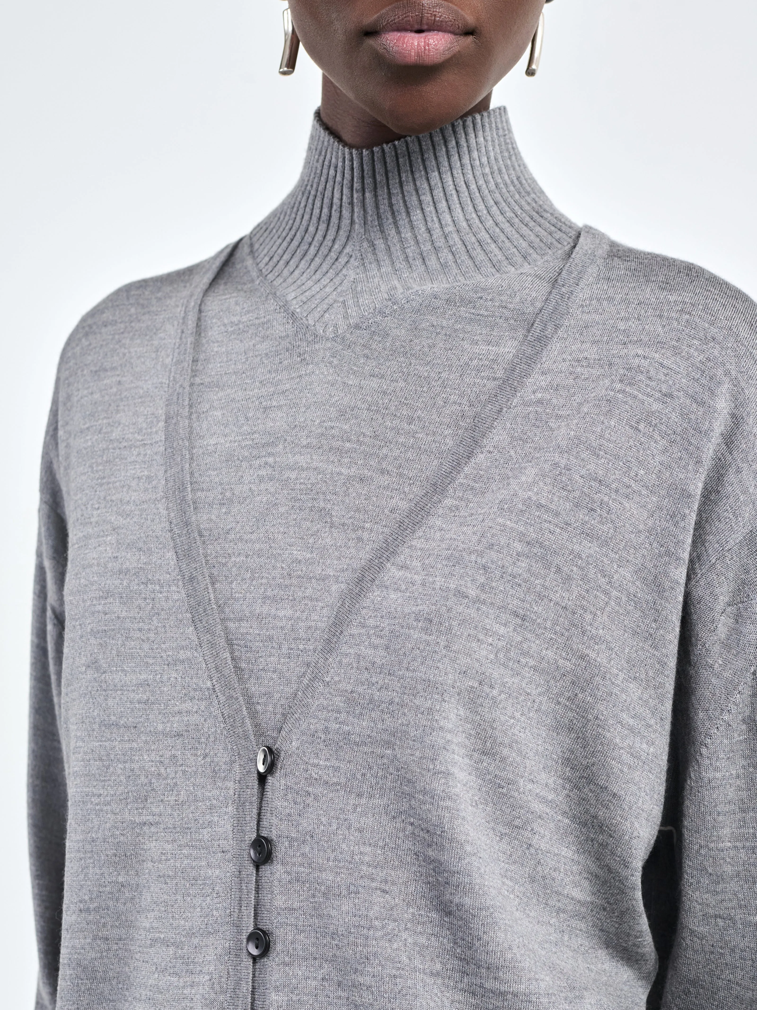 Button V Cardigan in Heather Grey sold by MARIA McMANUS product image thumbnail 5