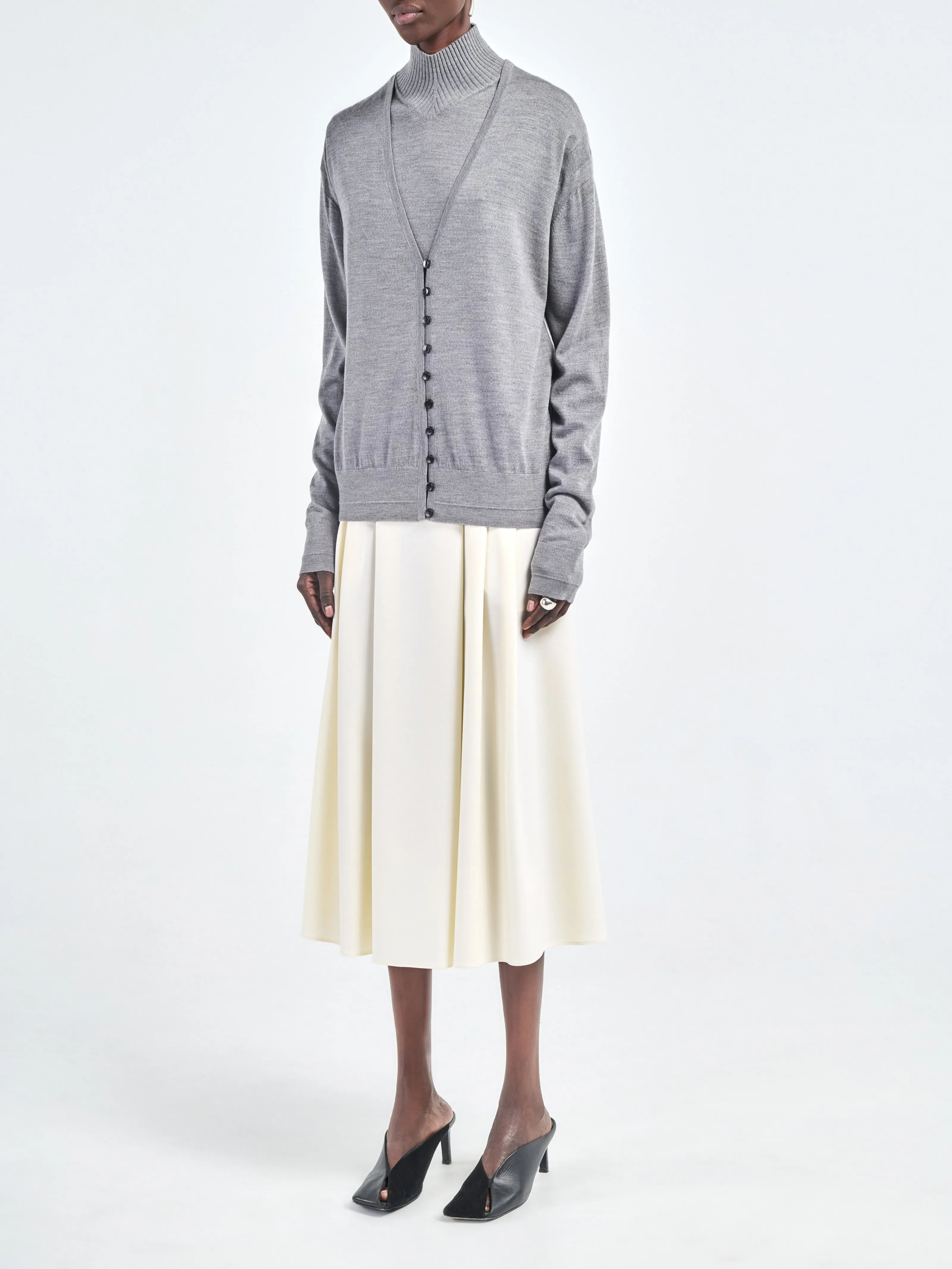 Button V Cardigan in Heather Grey sold by MARIA McMANUS product image thumbnail 2