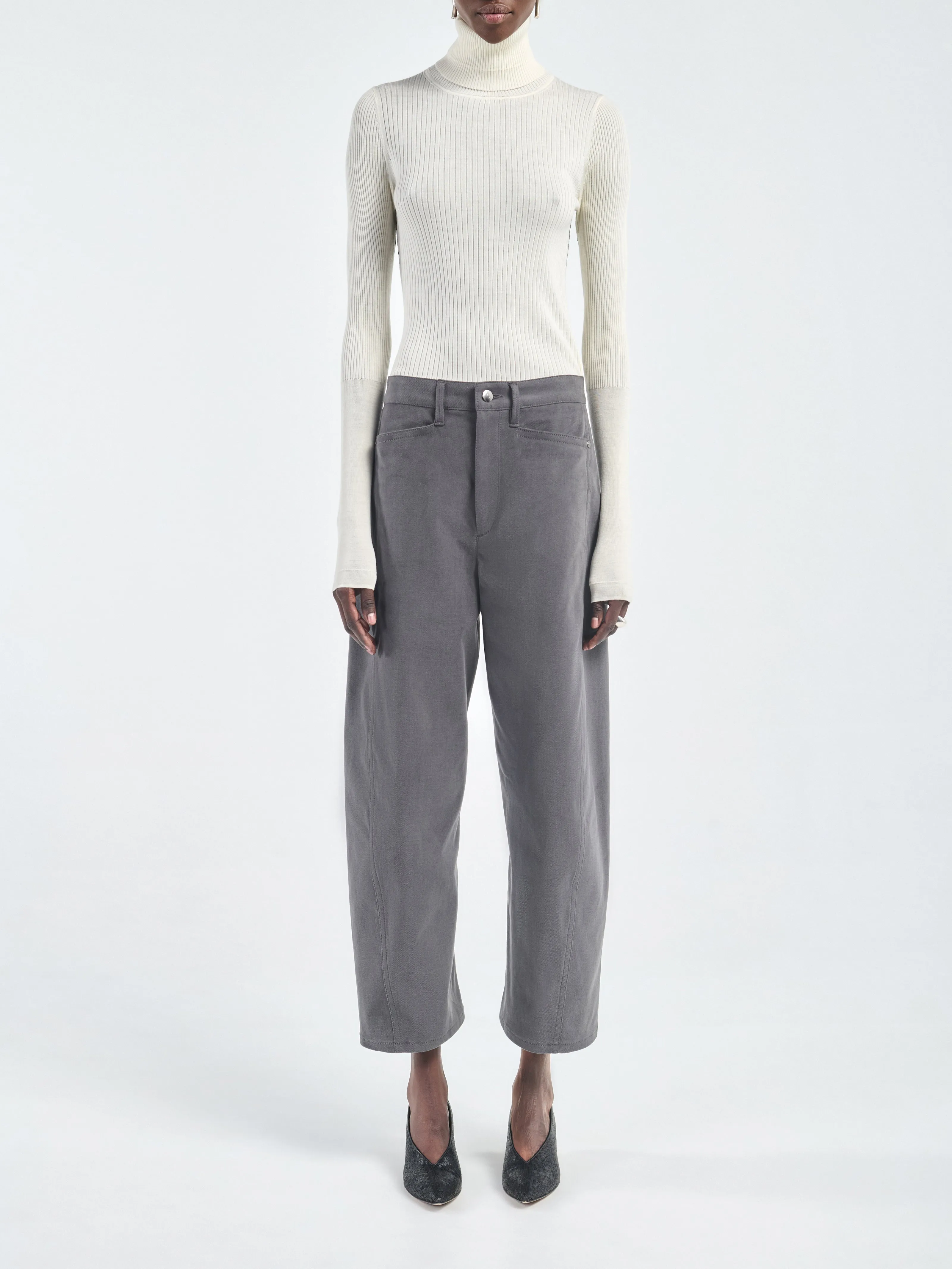 Bow Leg Crop Jean in Smoke Grey sold by MARIA McMANUS product image thumbnail 5