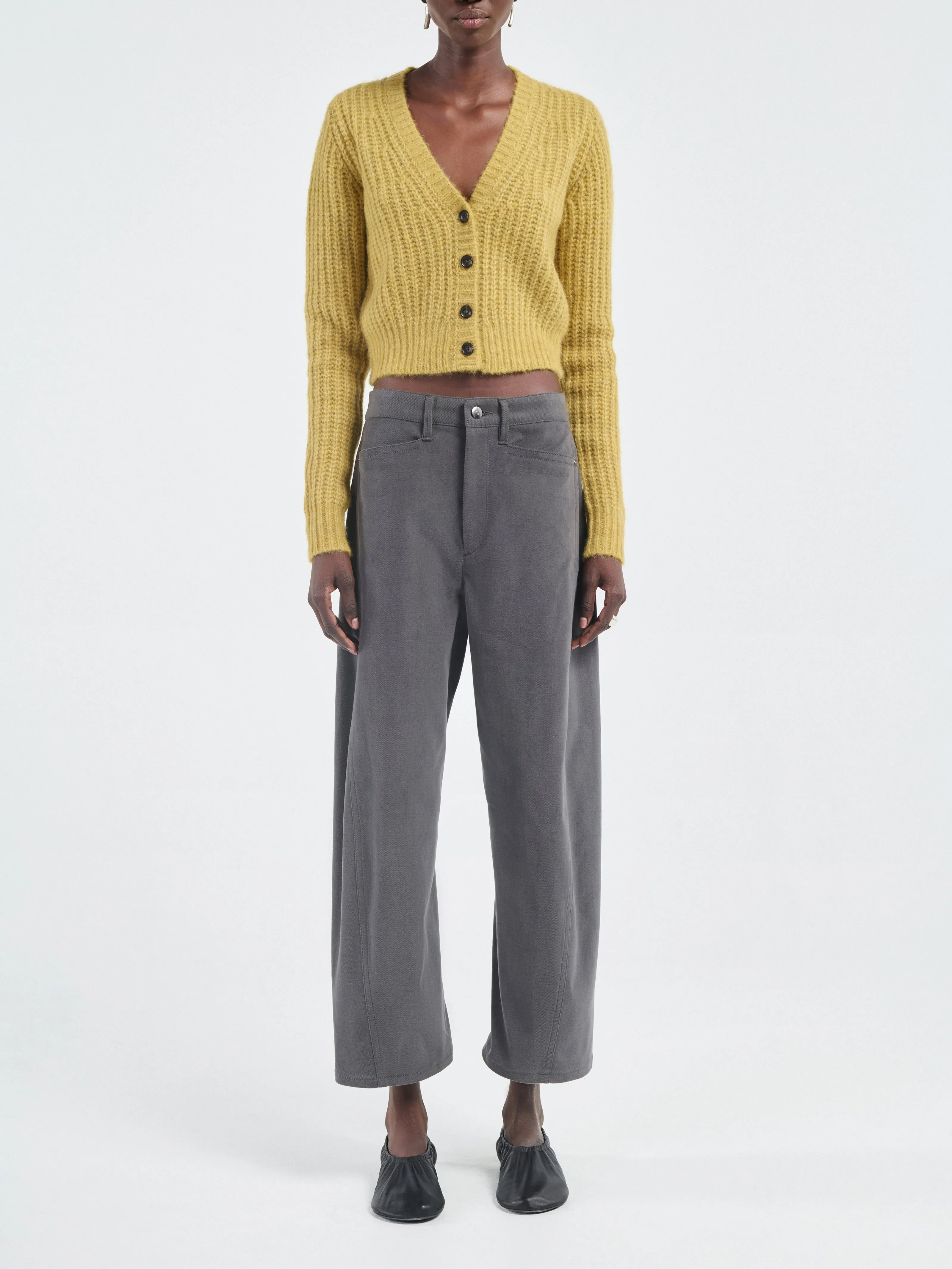 Bow Leg Crop Jean in Smoke Grey sold by MARIA McMANUS