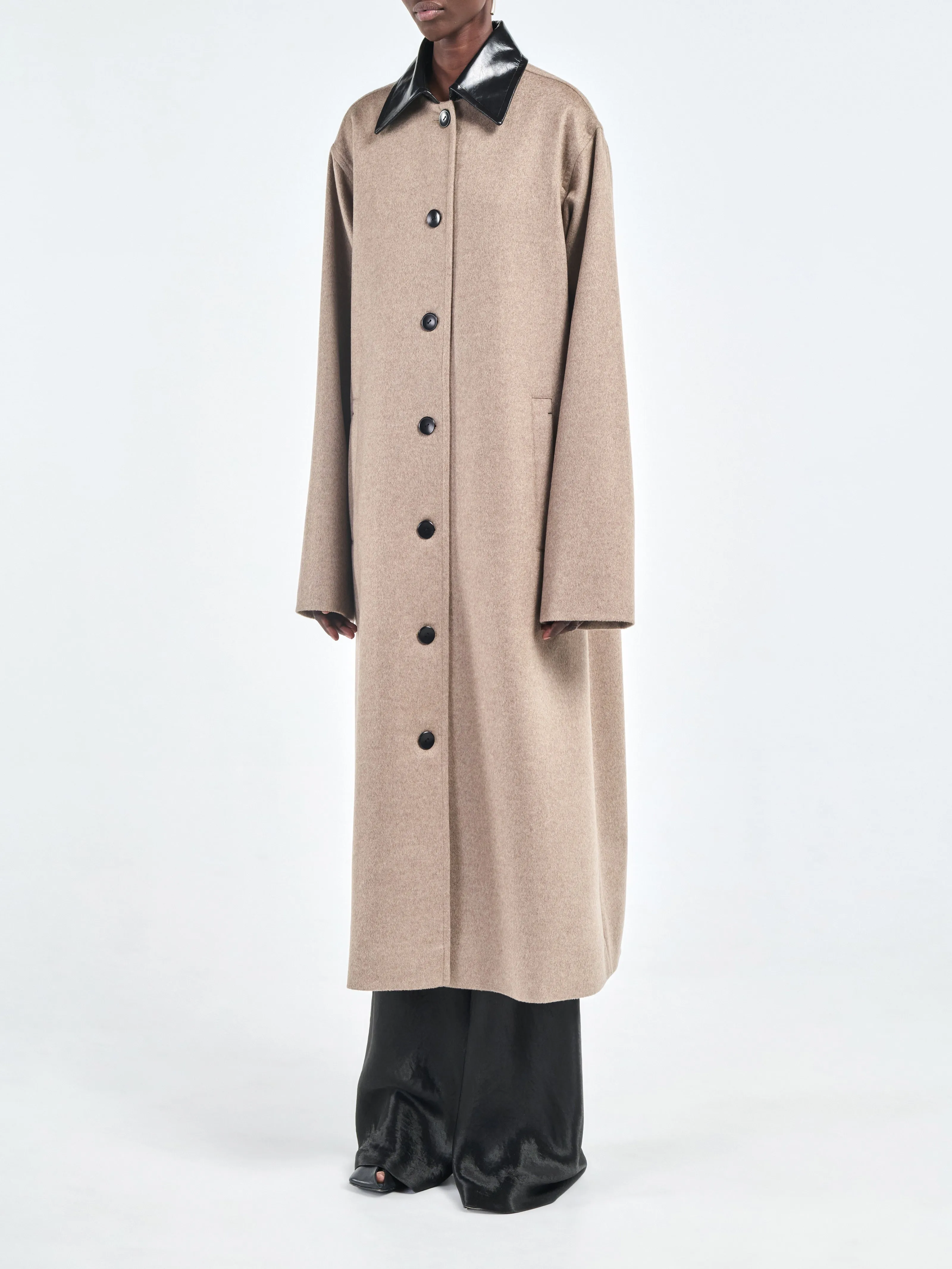 Belted Swing Coat with Capelette in Stone sold by MARIA McMANUS product image thumbnail 4