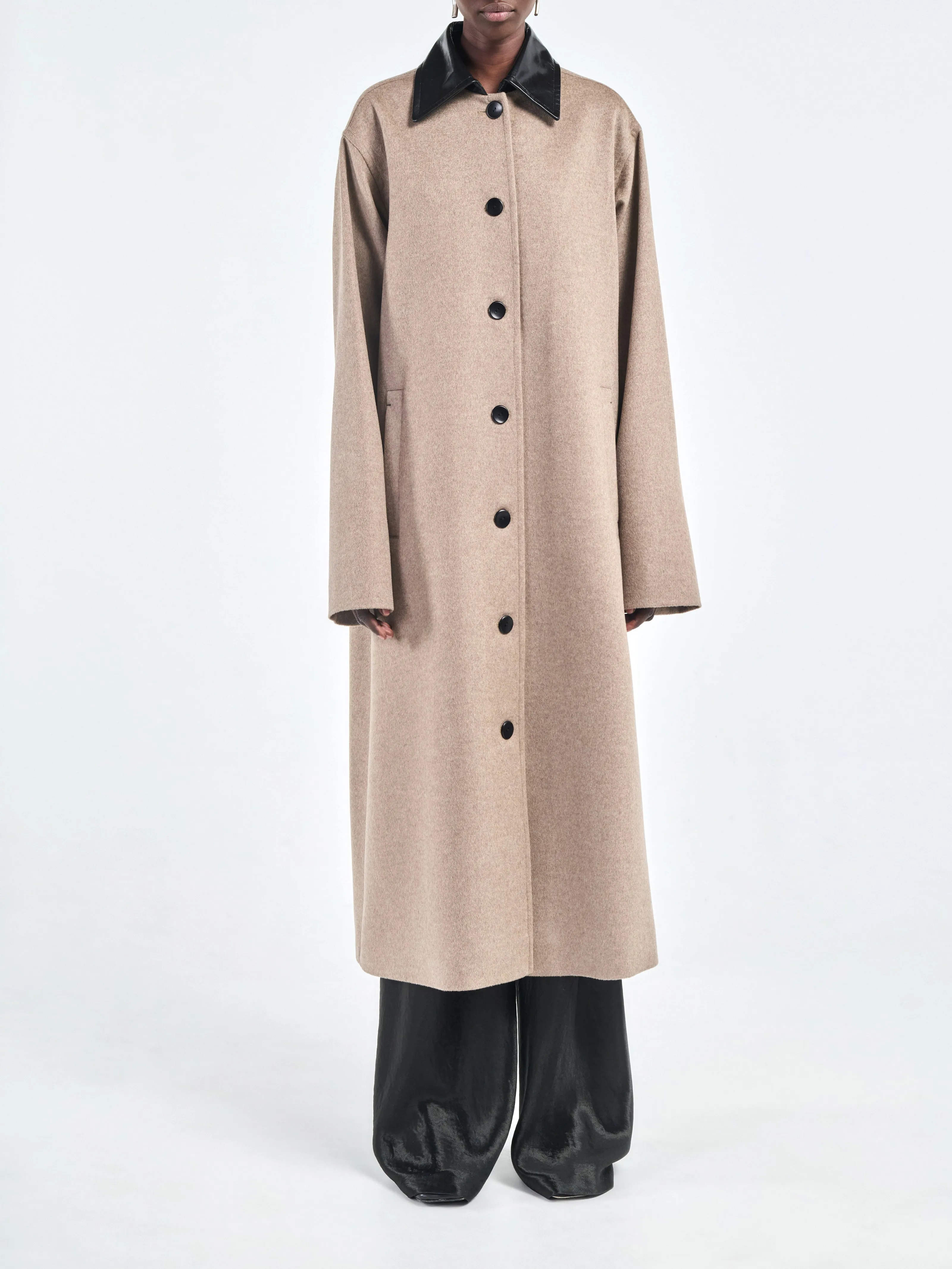 Belted Swing Coat with Capelette in Stone sold by MARIA McMANUS product image thumbnail 2
