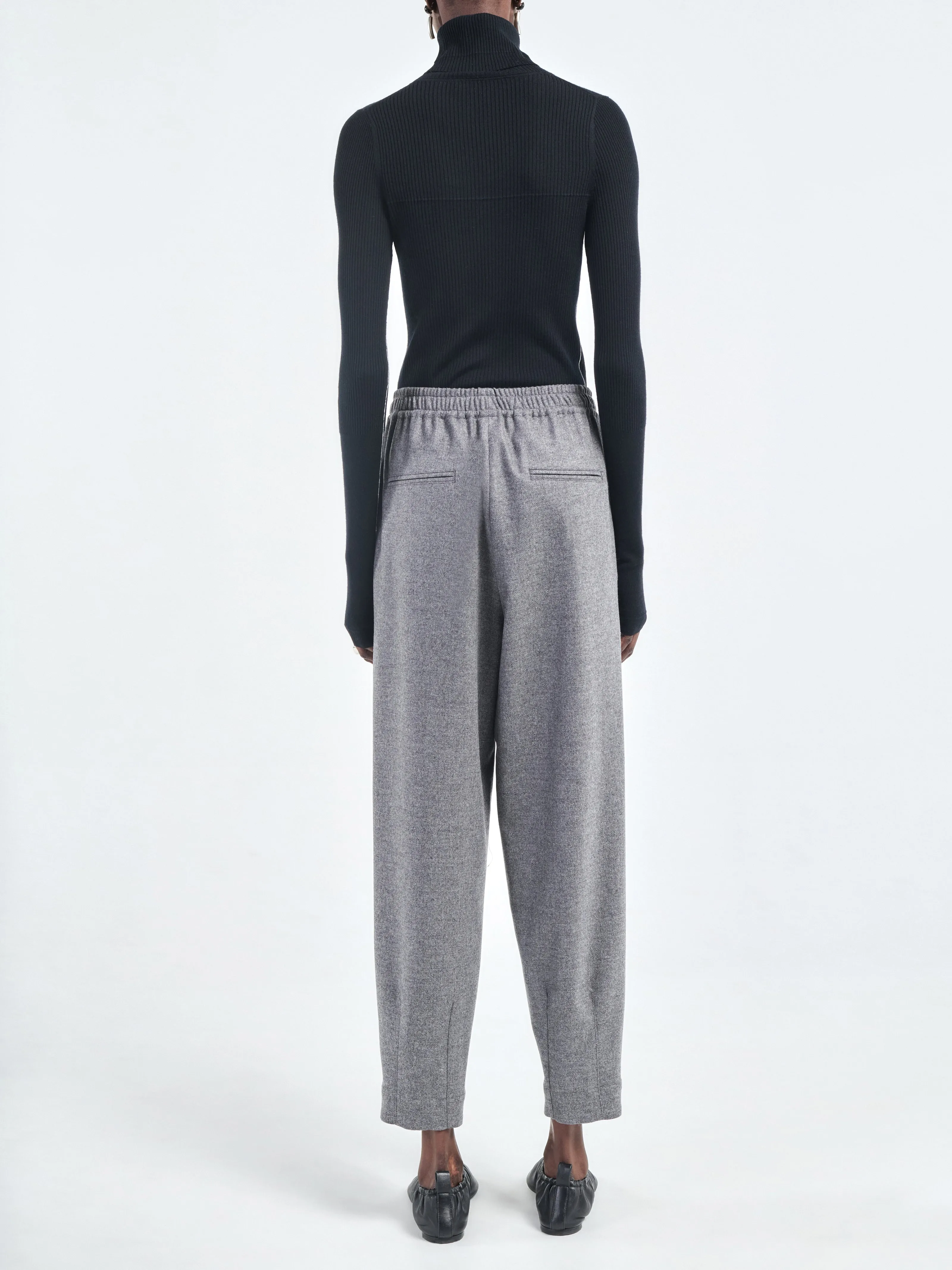 Barrel Leg Drawstring Trouser in Charcoal Tweed sold by MARIA McMANUS product image thumbnail 2