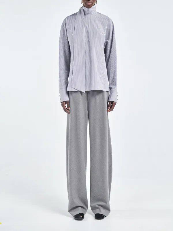 Scarf Blouse in Pinstripe Black/White sold by MARIA McMANUS