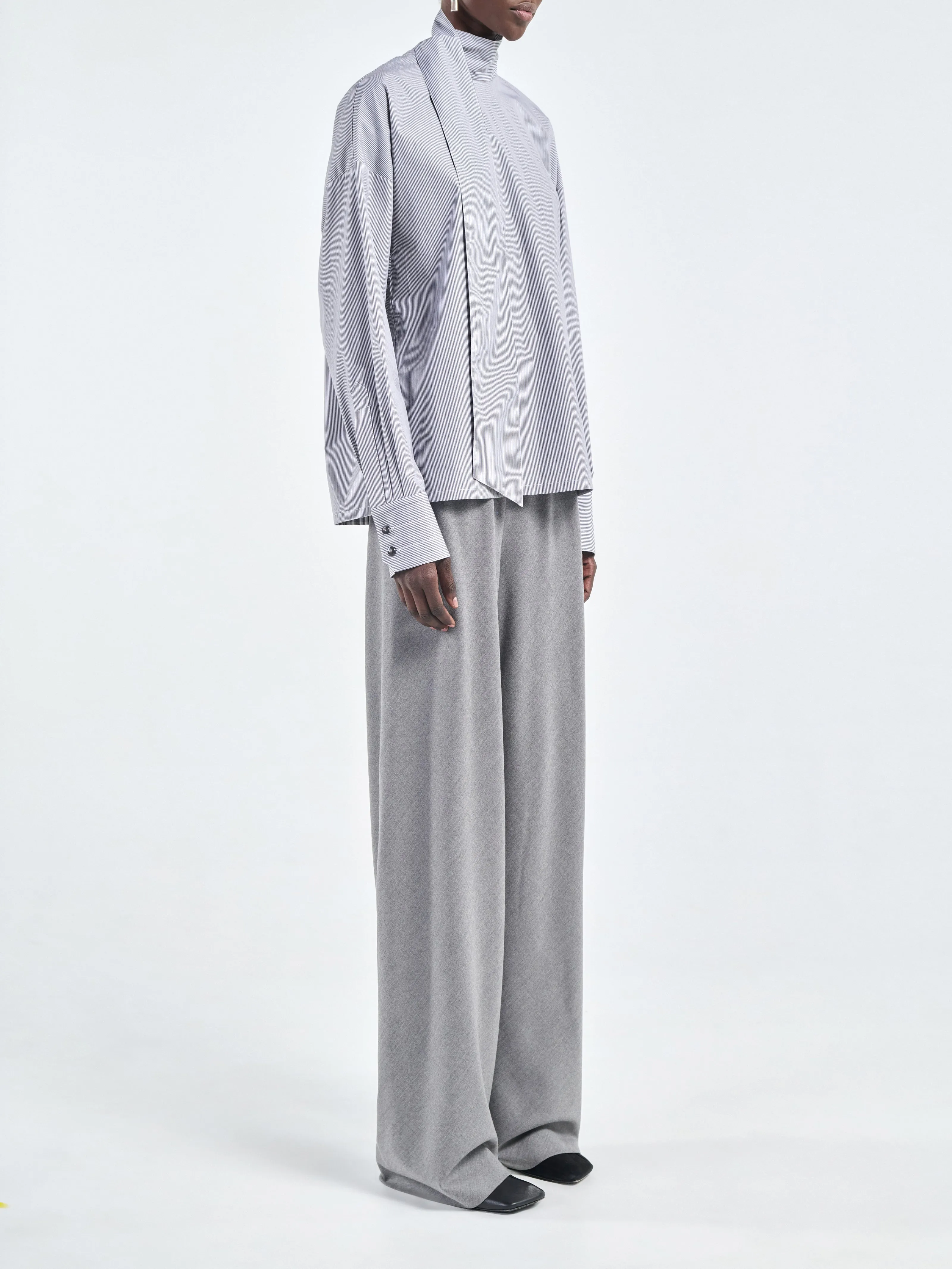 Scarf Blouse in Pinstripe Black/White sold by MARIA McMANUS product image thumbnail 2