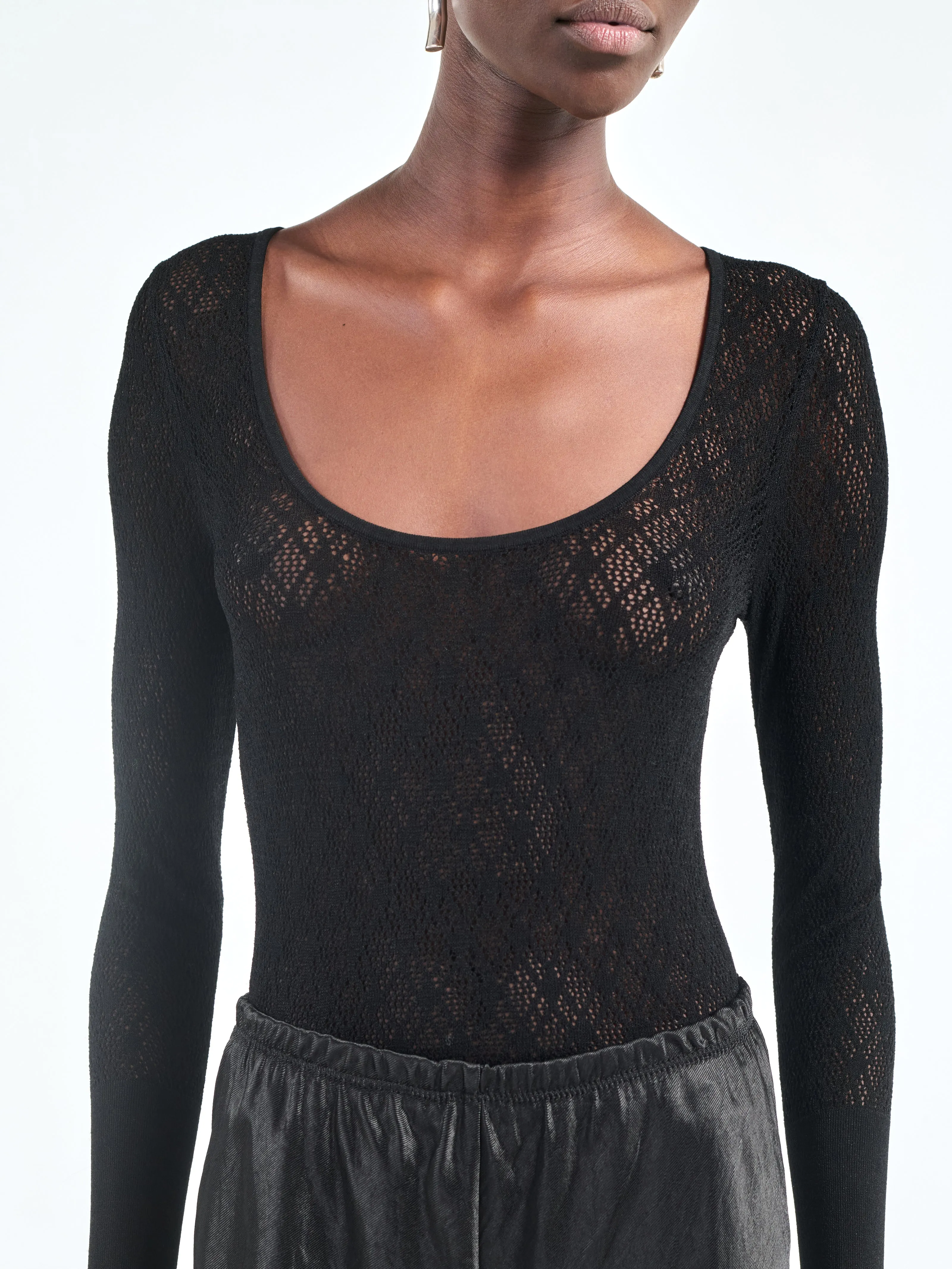 Scoop Lace Top in Black sold by MARIA McMANUS product image thumbnail 4