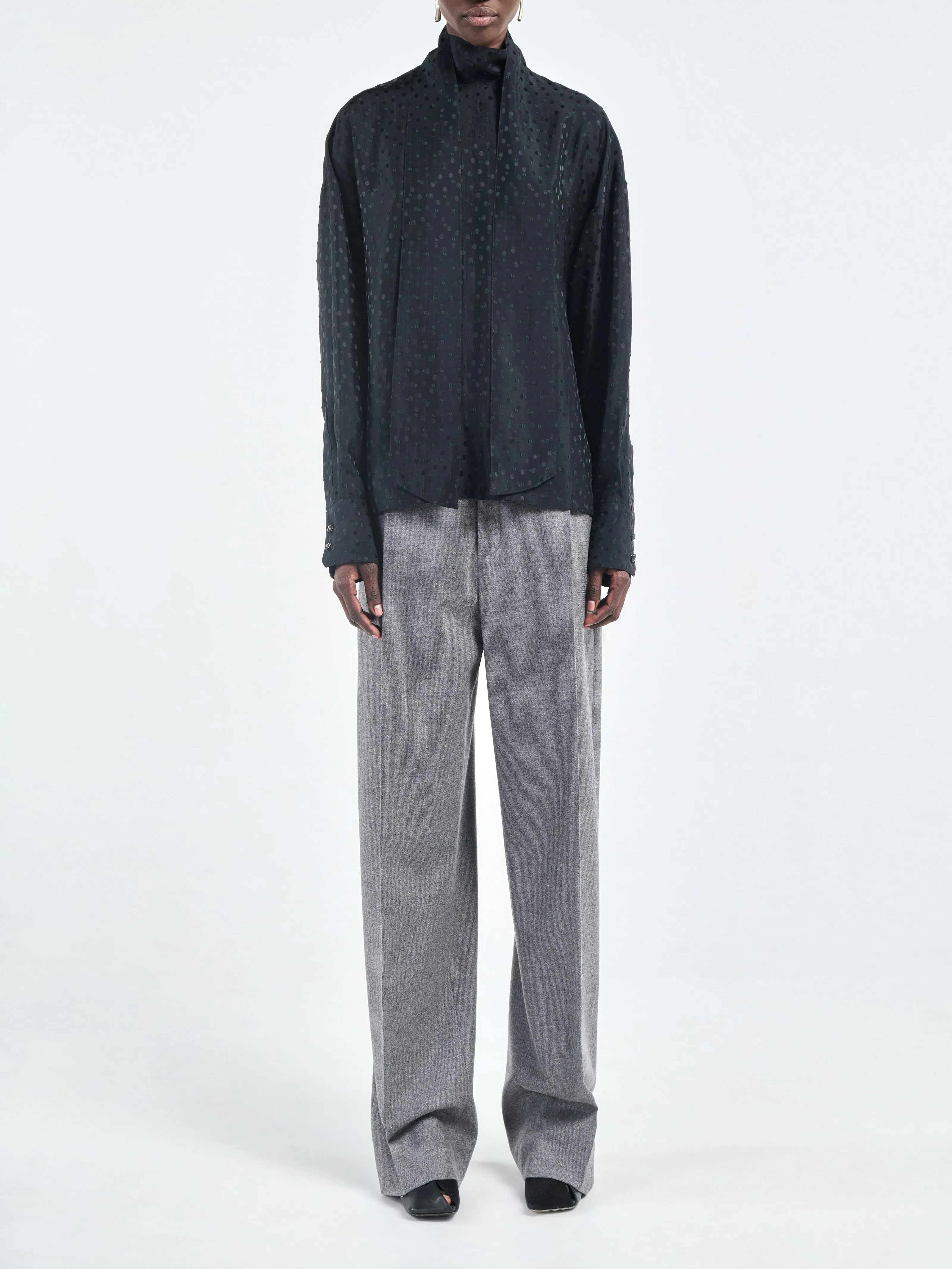 Scarf Blouse in Black Dot Jacquard sold by MARIA McMANUS product image thumbnail 2