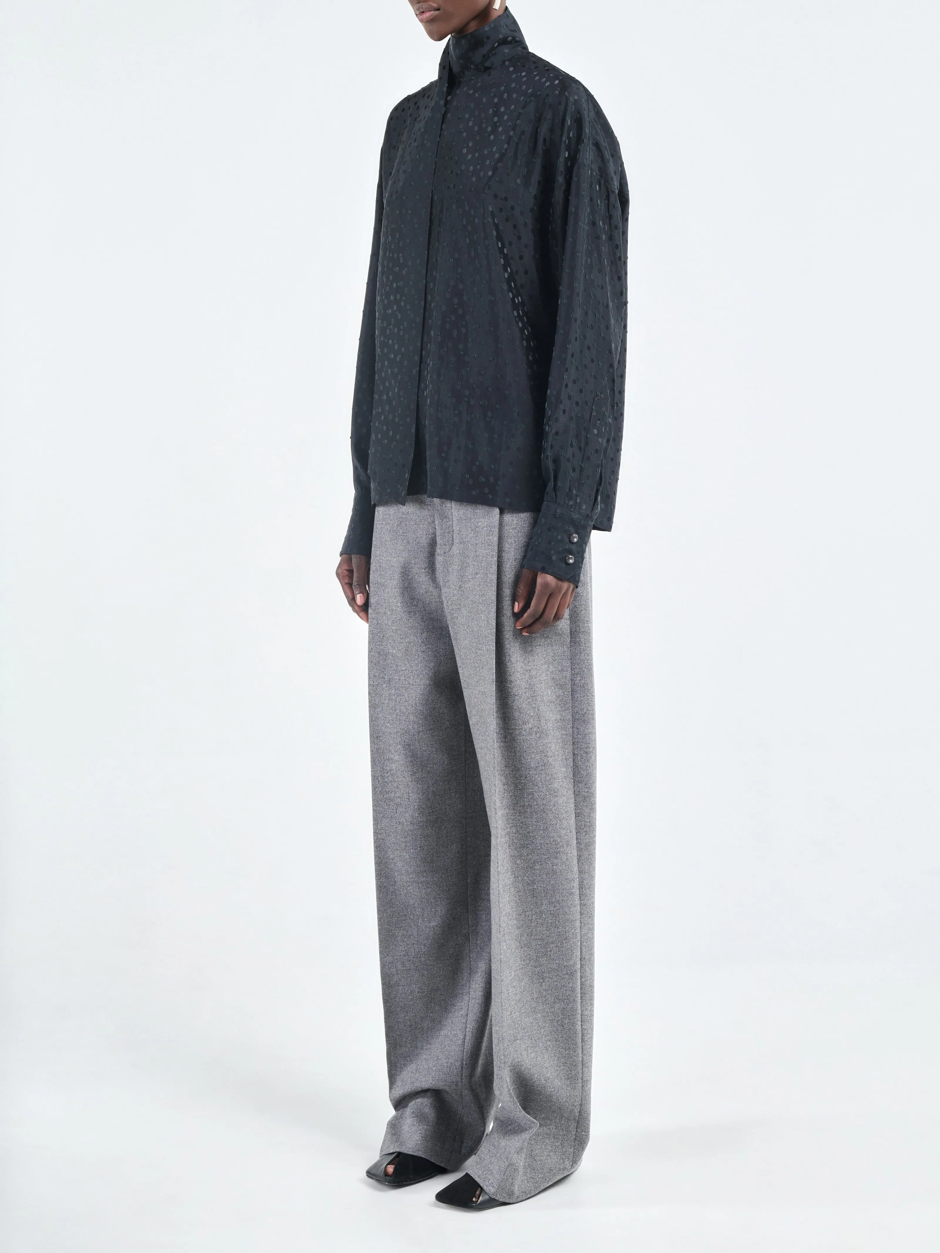 Scarf Blouse in Black Dot Jacquard sold by MARIA McMANUS product image thumbnail 3