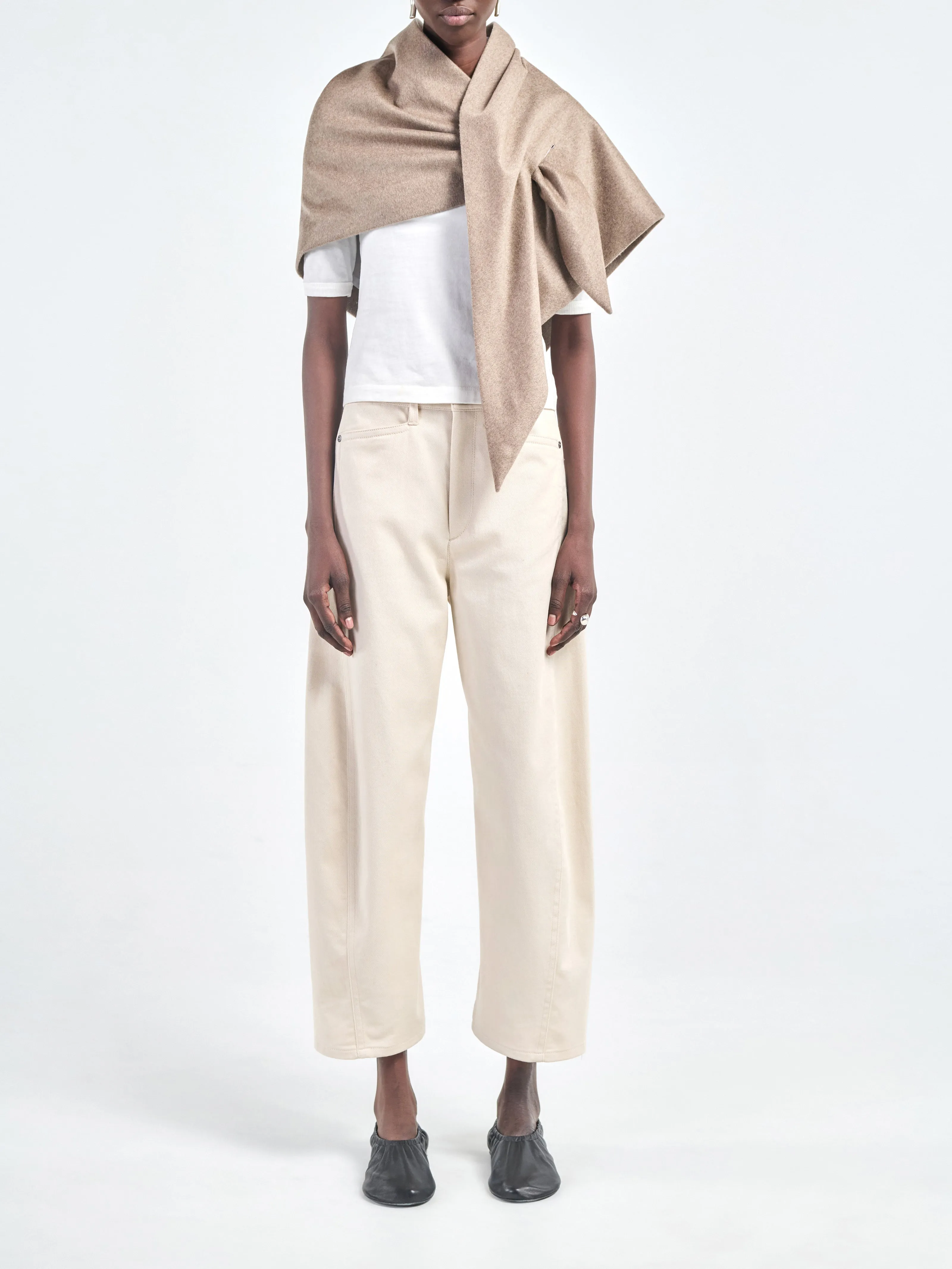 Bow Leg Crop Jean in Ecru sold by MARIA McMANUS