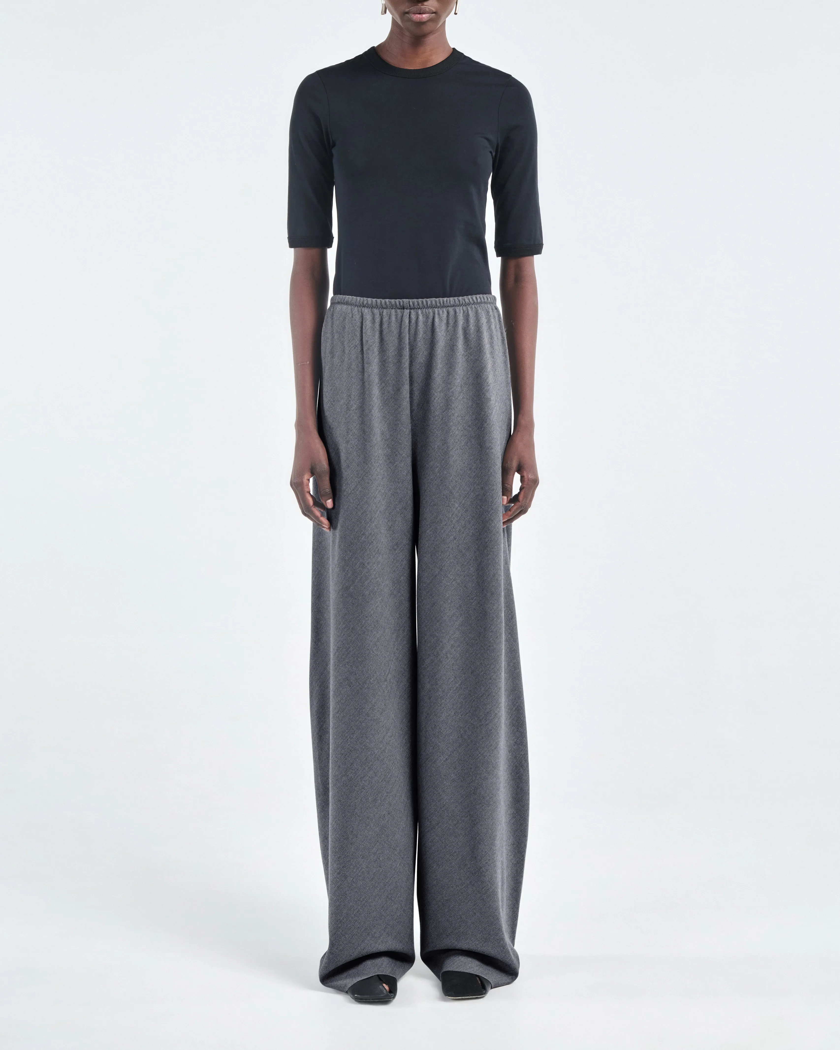 Bias Cut Trouser in Charcoal Tweed sold by MARIA McMANUS