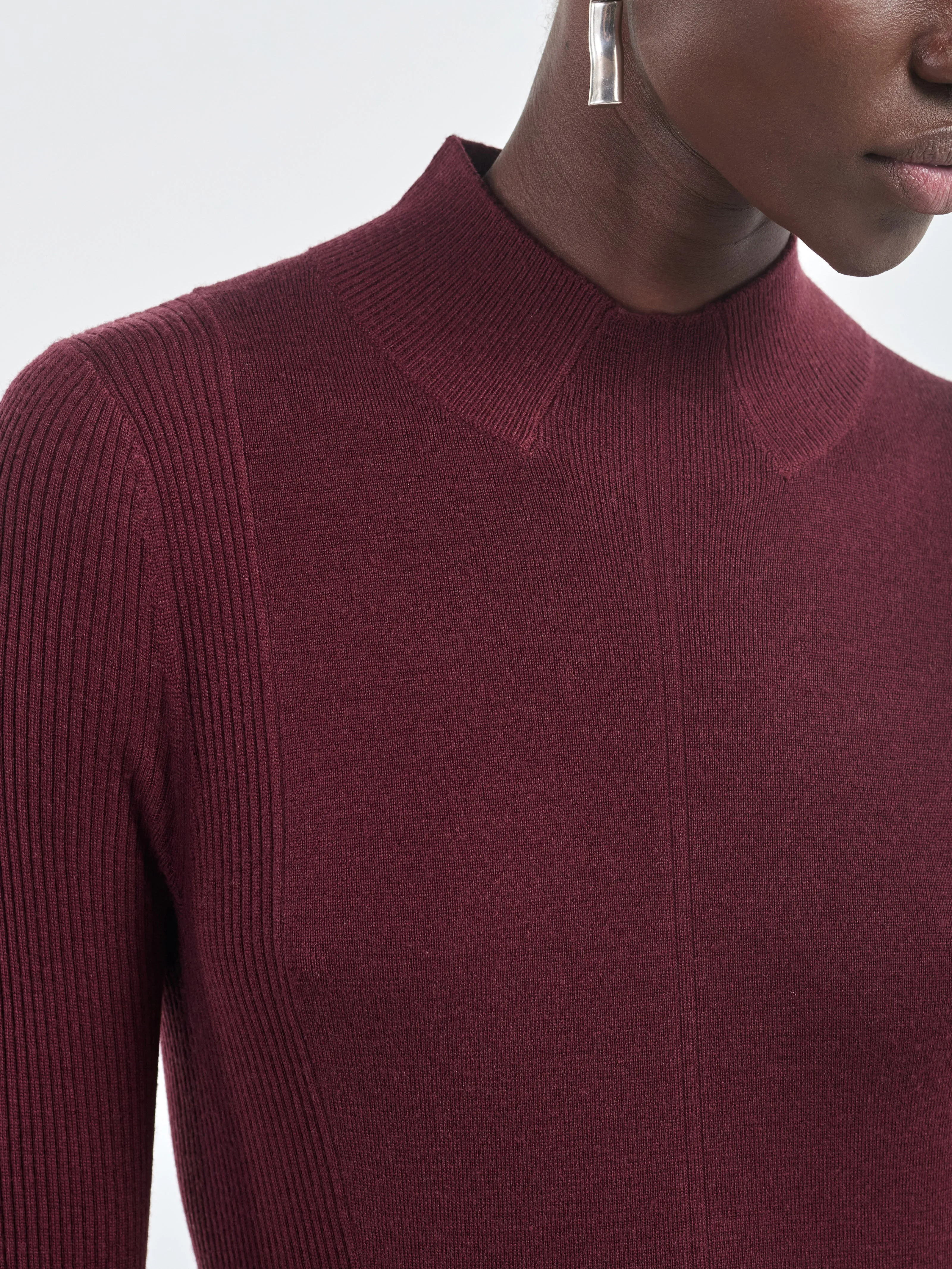 Rib Godet Dress in Merlot sold by MARIA McMANUS product image thumbnail 5