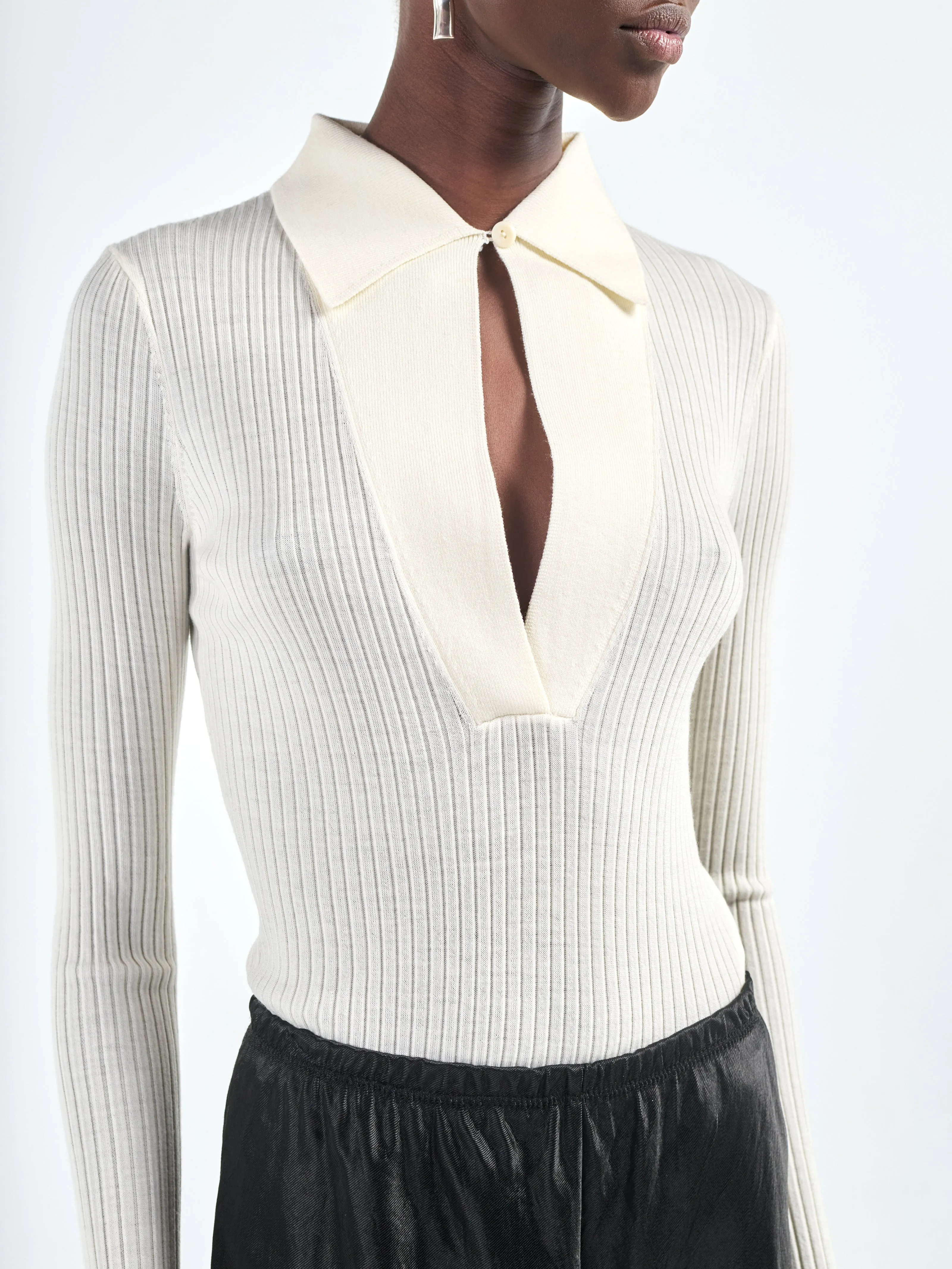 Single Button Polo in Ivory sold by MARIA McMANUS