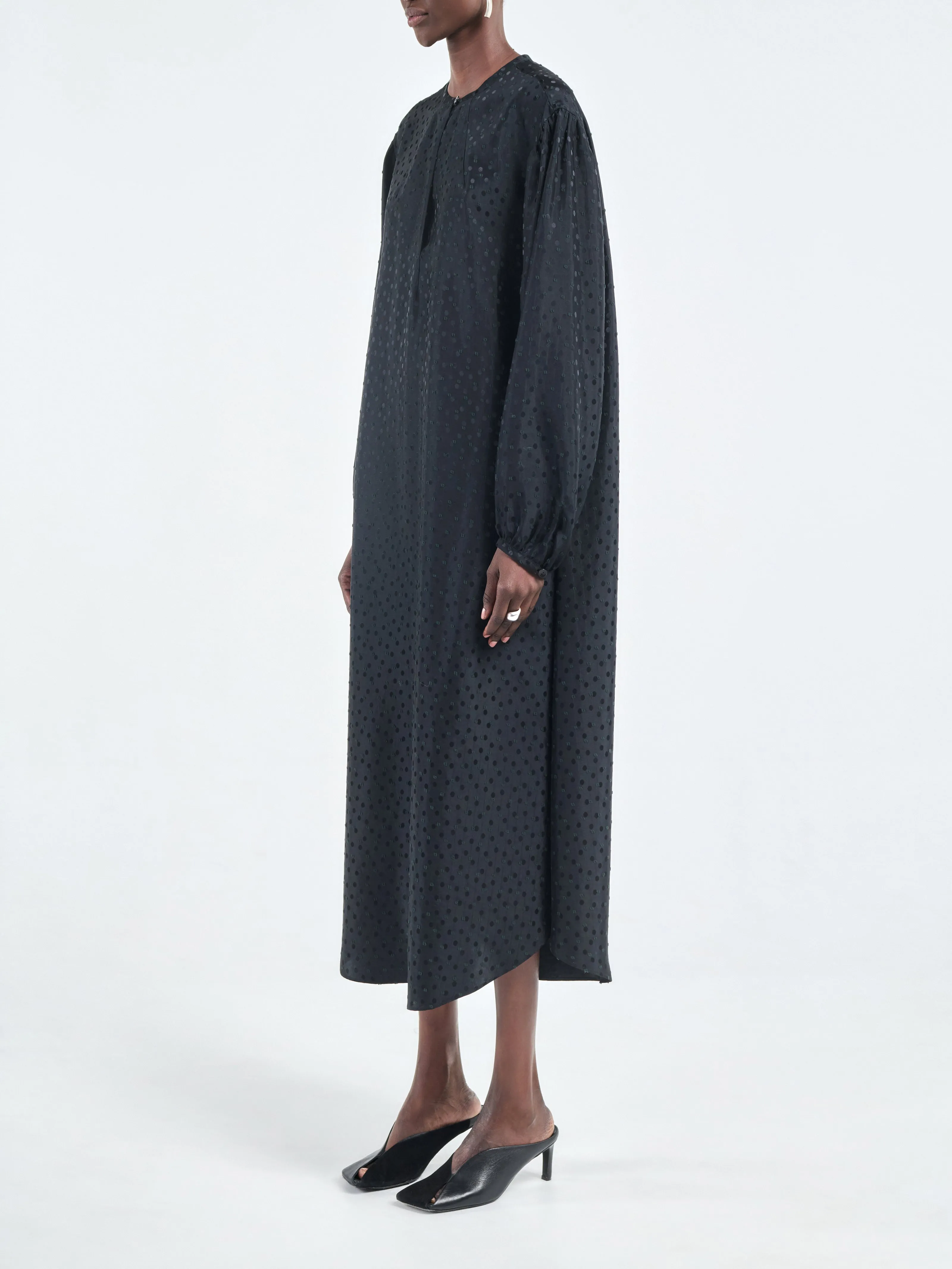 Belted Boho Dress in Black Dot Jacquard sold by MARIA McMANUS product image thumbnail 4